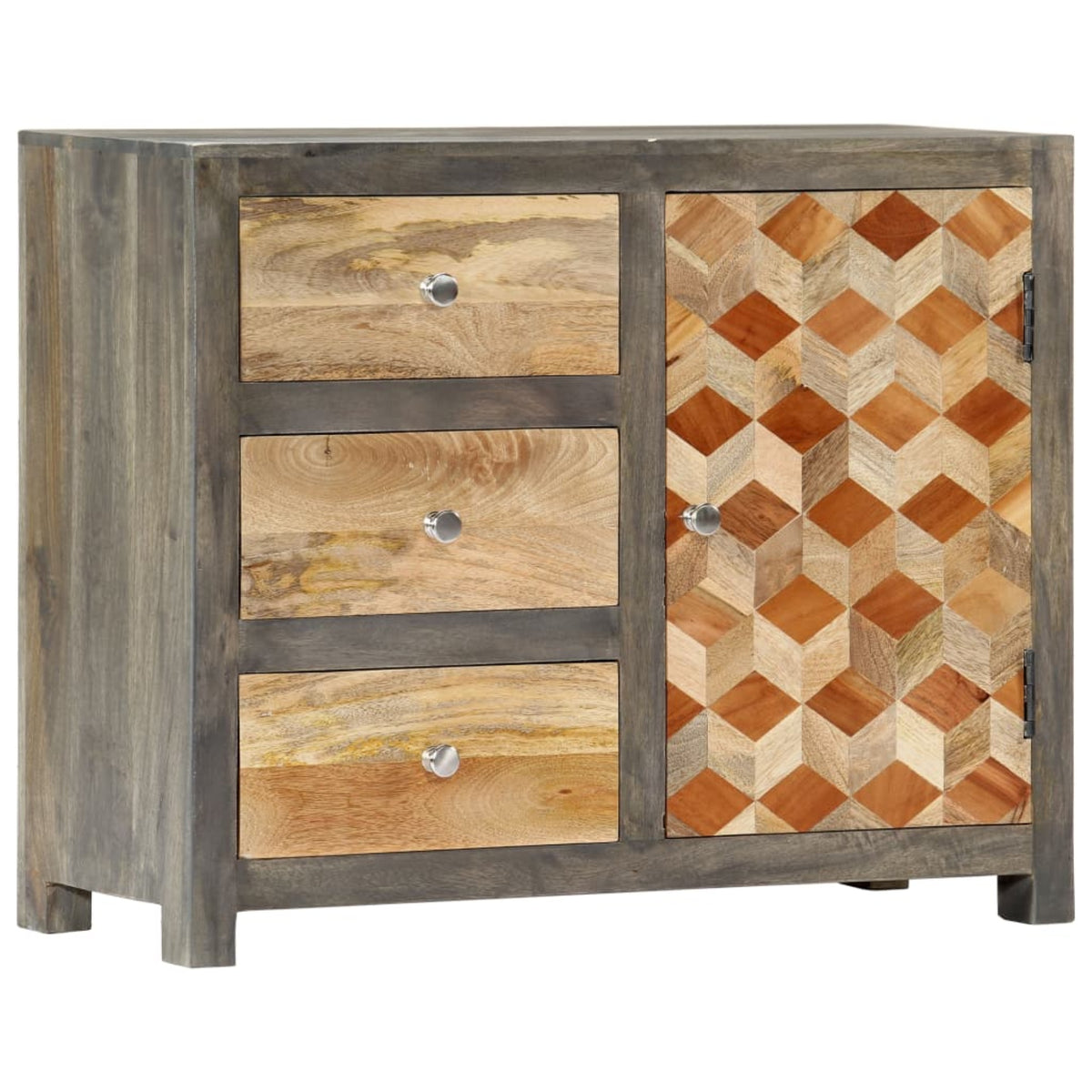 Vidaxl Side Cabinet Gray 29.5'X11.8'X23.6' Solid Mango Wood