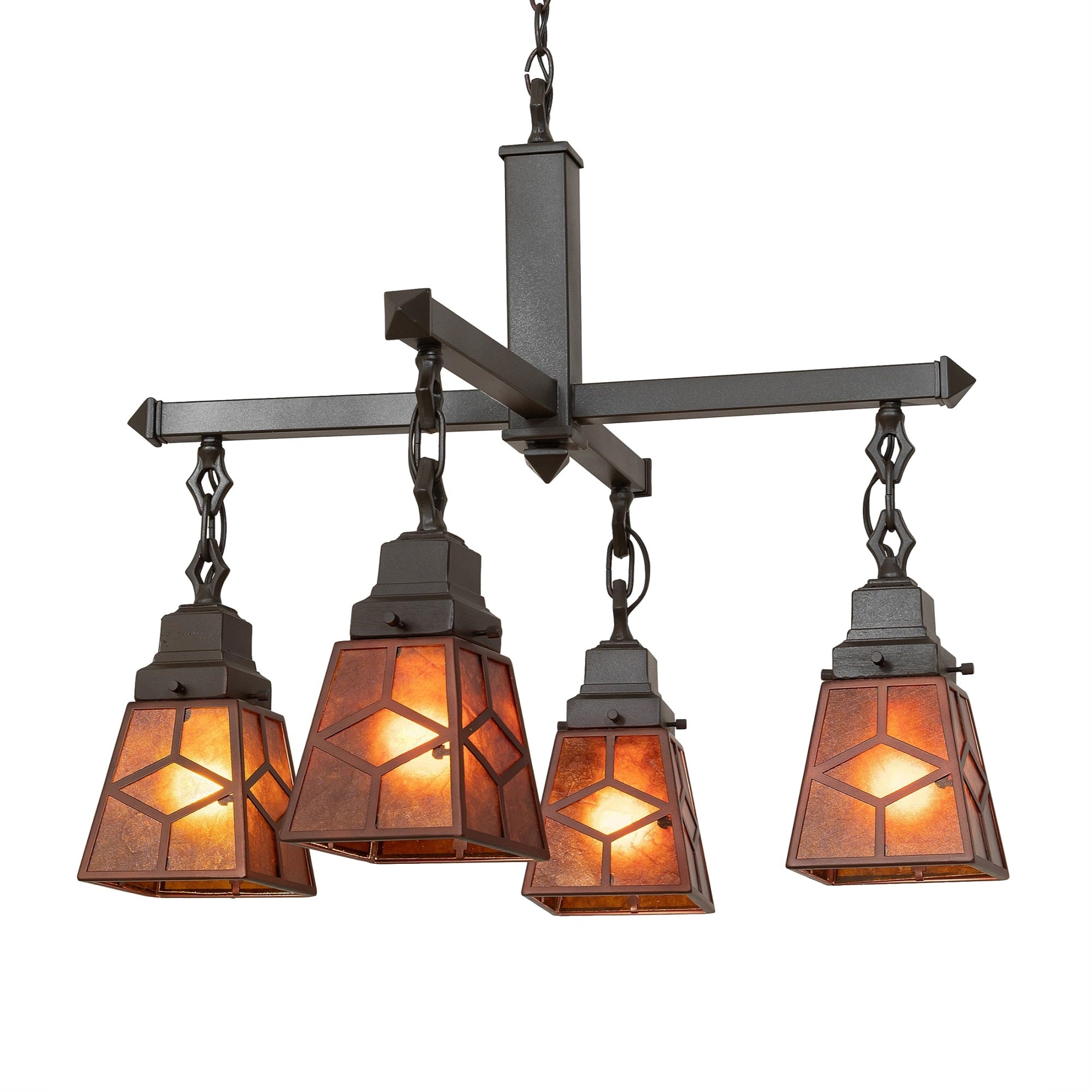 24' Wide Bungalow Mission 4 Light Chandelier