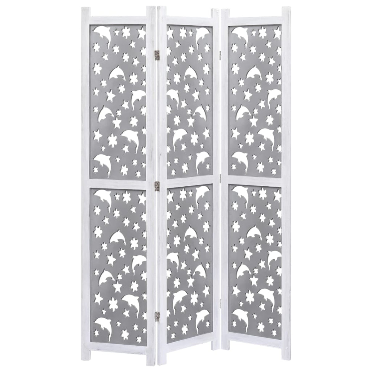 Vidaxl 3-Panel Room Divider Gray 41.3'X64.7' Solid Wood