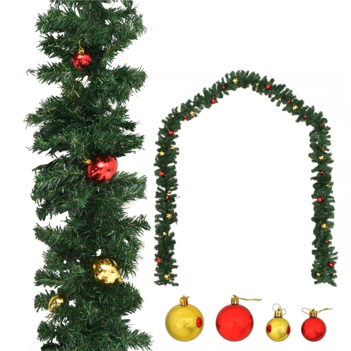 Vidaxl Christmas Garland Decorated With Baubles 16.4'