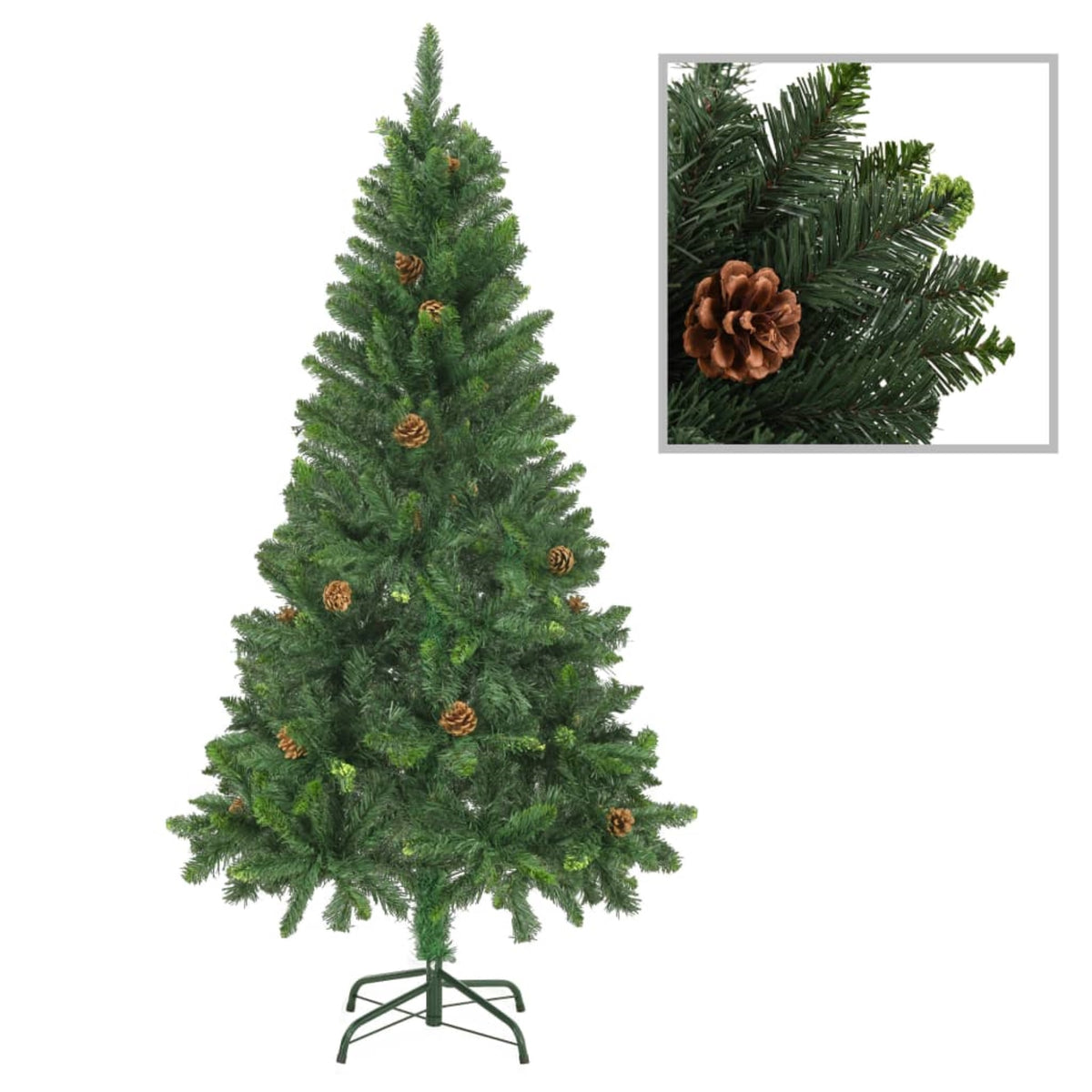 Vidaxl Artificial Christmas Tree With Pine Cones Green 59.1'
