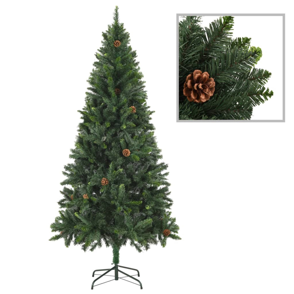 Vidaxl Artificial Christmas Tree With Pine Cones Green 71'