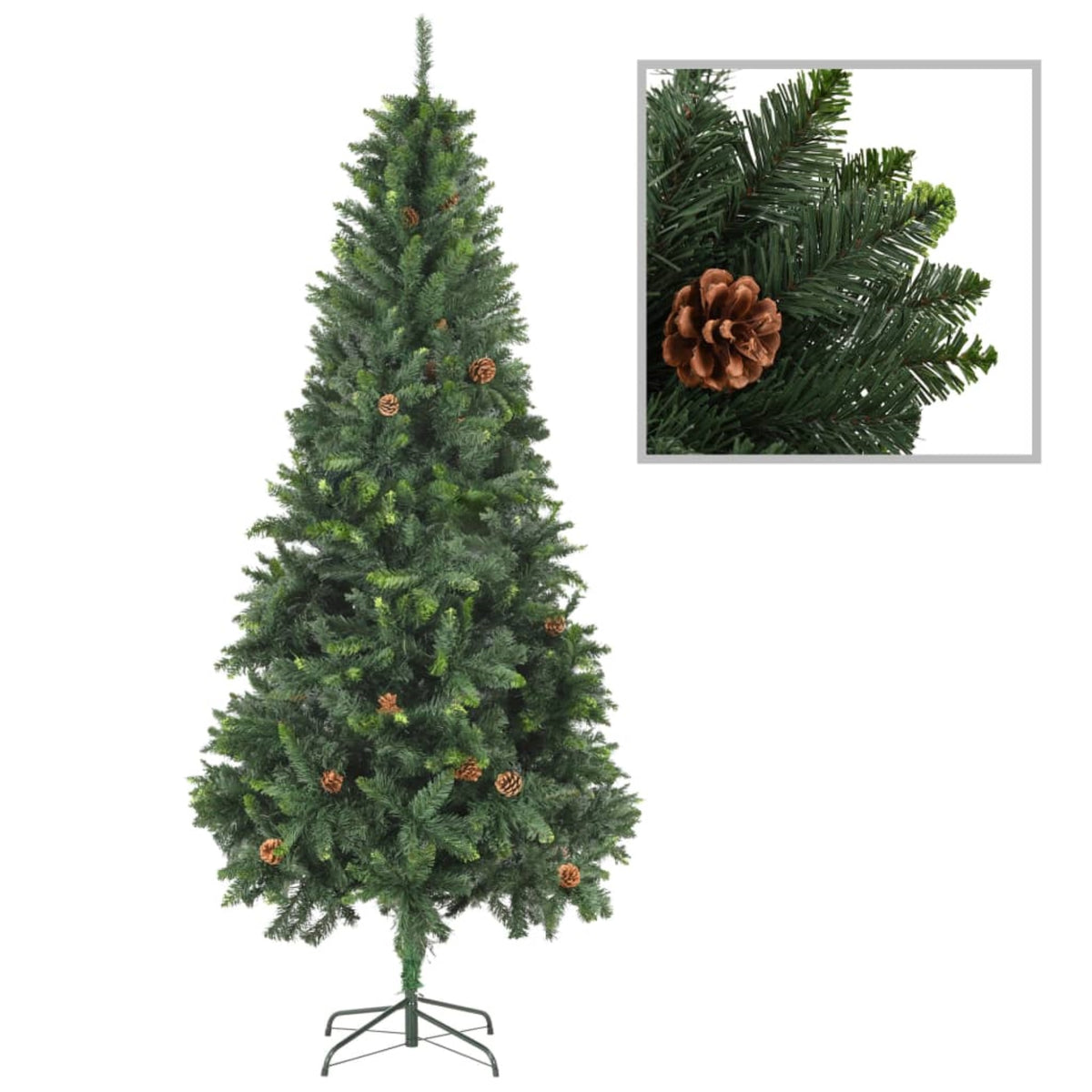 Vidaxl Artificial Christmas Tree With Pine Cones Green 82.7'