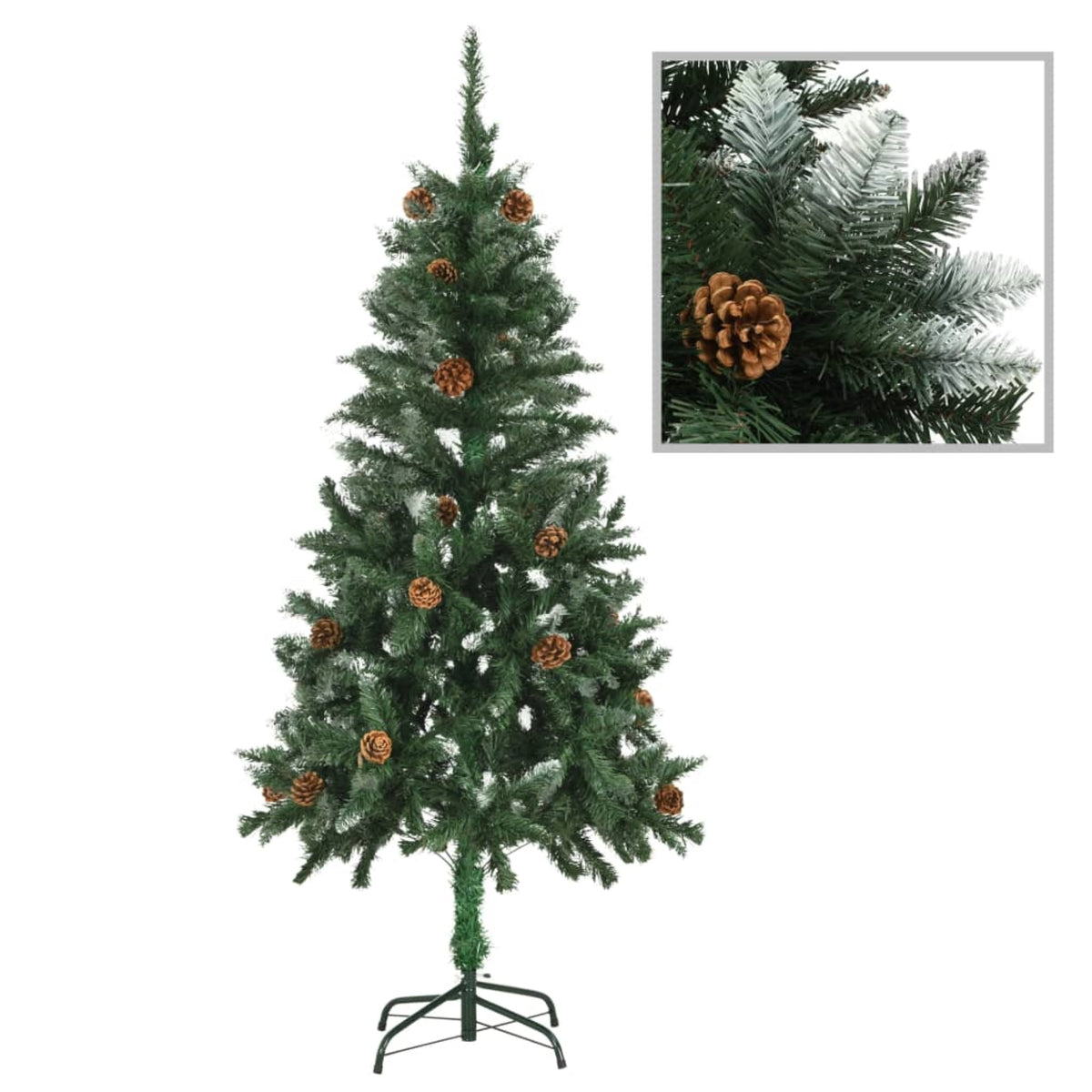 Vidaxl Artificial Christmas Tree With Pine Cones And White Glitter 59.1'