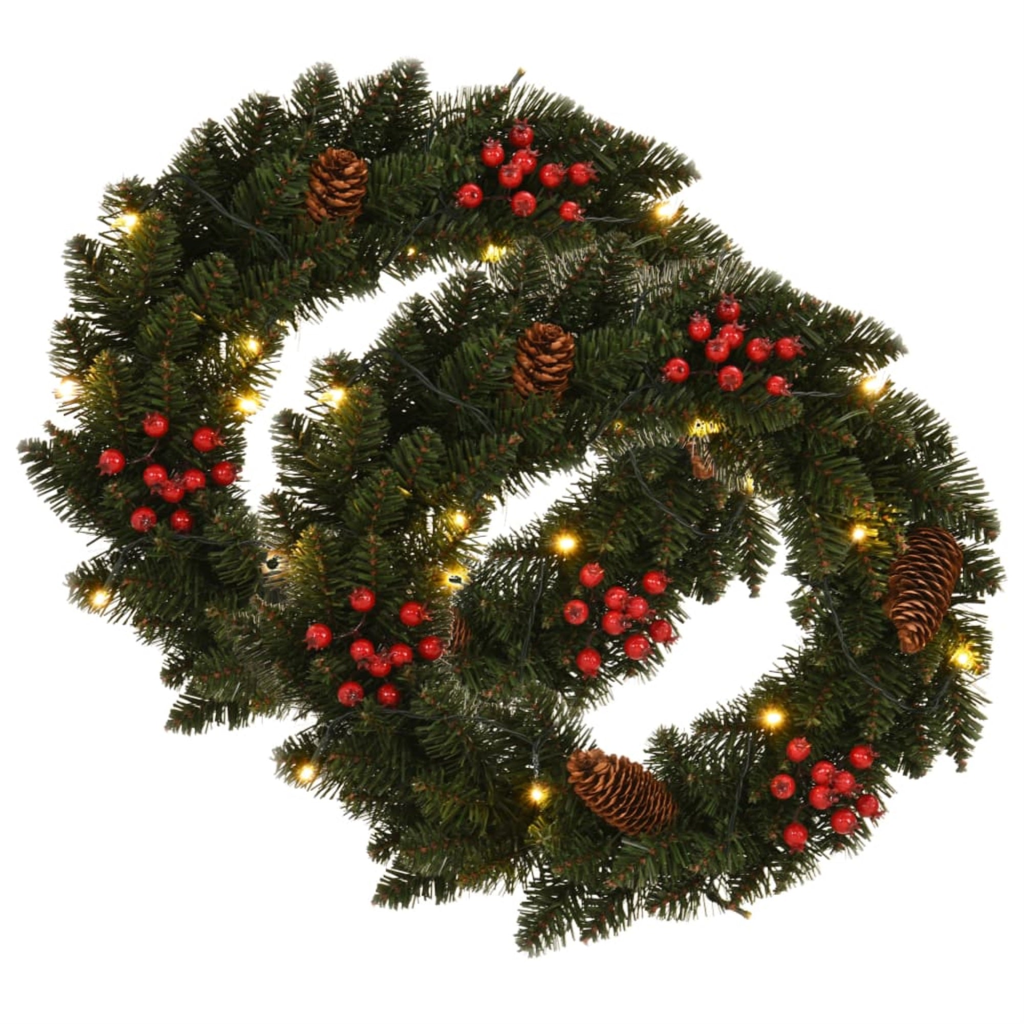 Vidaxl Christmas Wreaths 2 Pcs With Decoration Green 17.7'