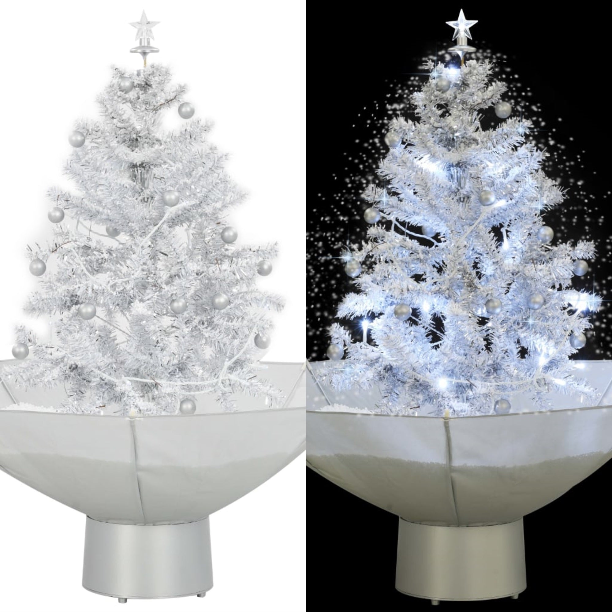 Vidaxl Snowing Christmas Tree With Umbrella Base White 29.5'