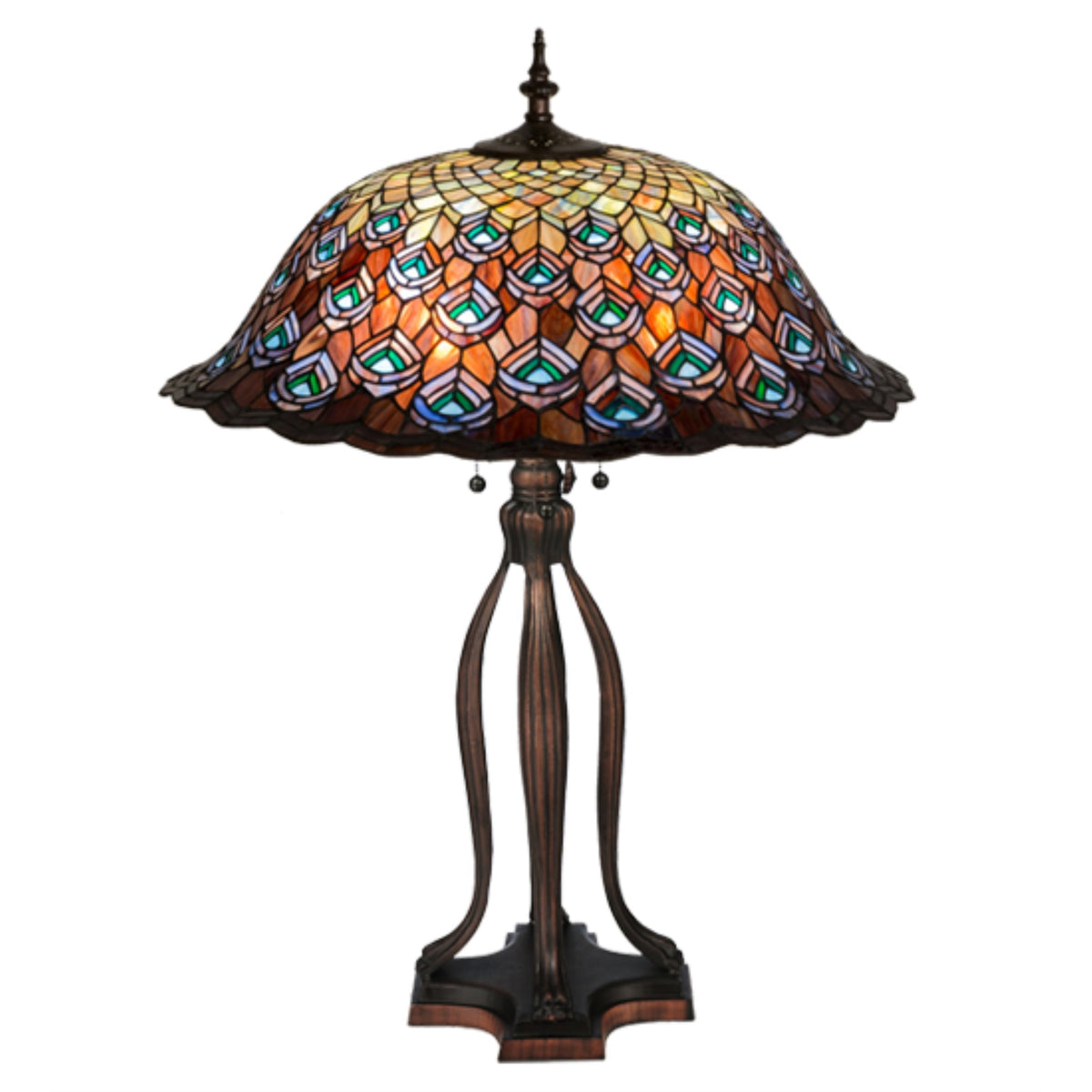 30'H Tiffany Peacock Feather Table Lamp
