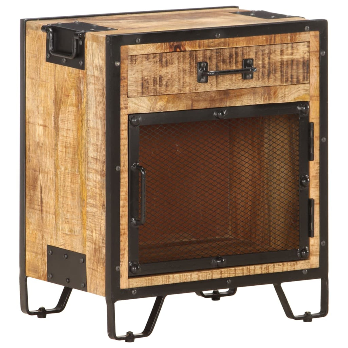 Vidaxl Bedside Cabinet 16.9'X11.8'X20' Solid Rough Mango Wood