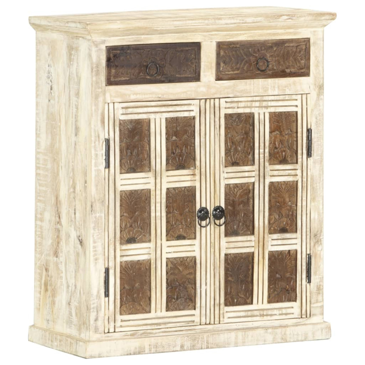 Vidaxl Sideboard White 25.6'X11.8'X29.5' Solid Mango Wood