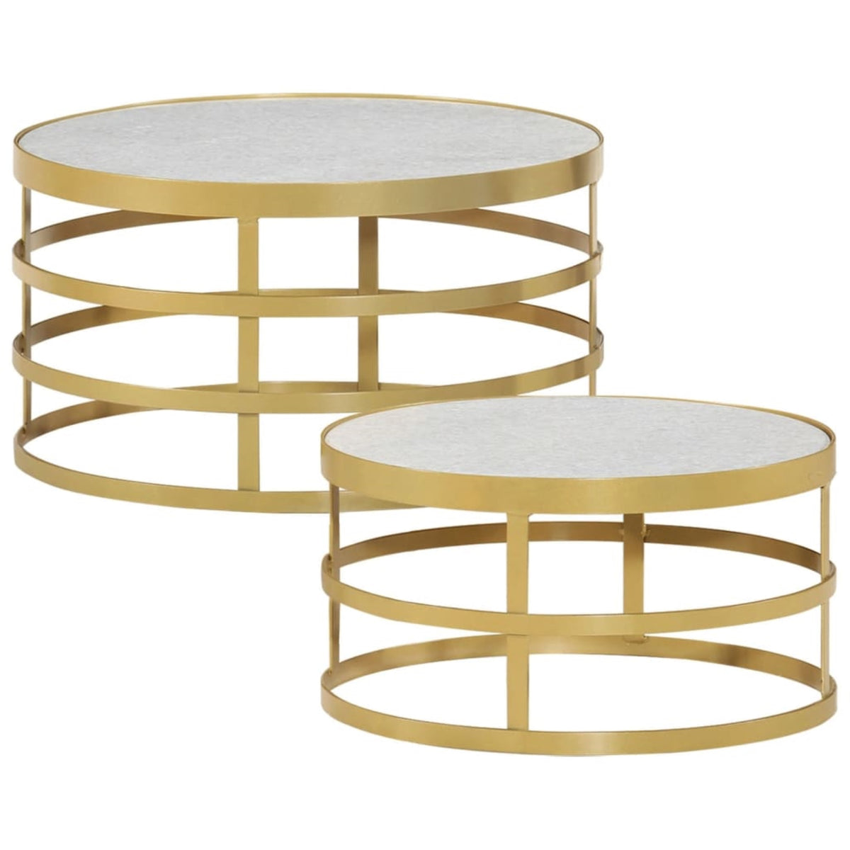 Vidaxl 2 Piece Coffee Table Set Marble Brass And White