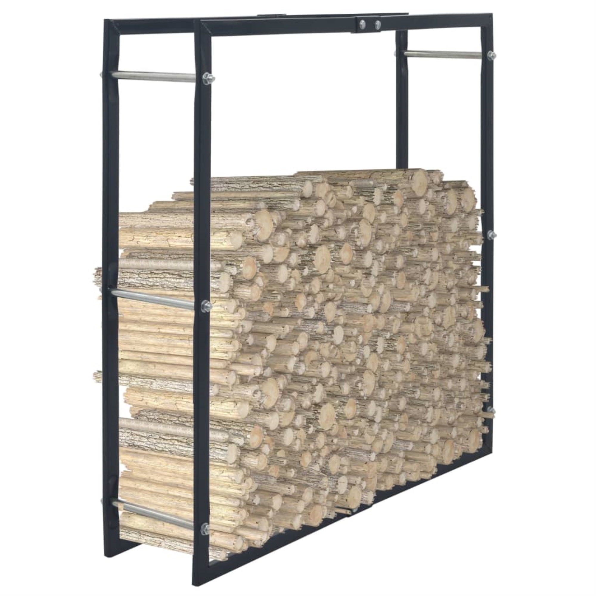 Vidaxl Firewood Rack Black 39.4'X9.8'X39.4' Steel