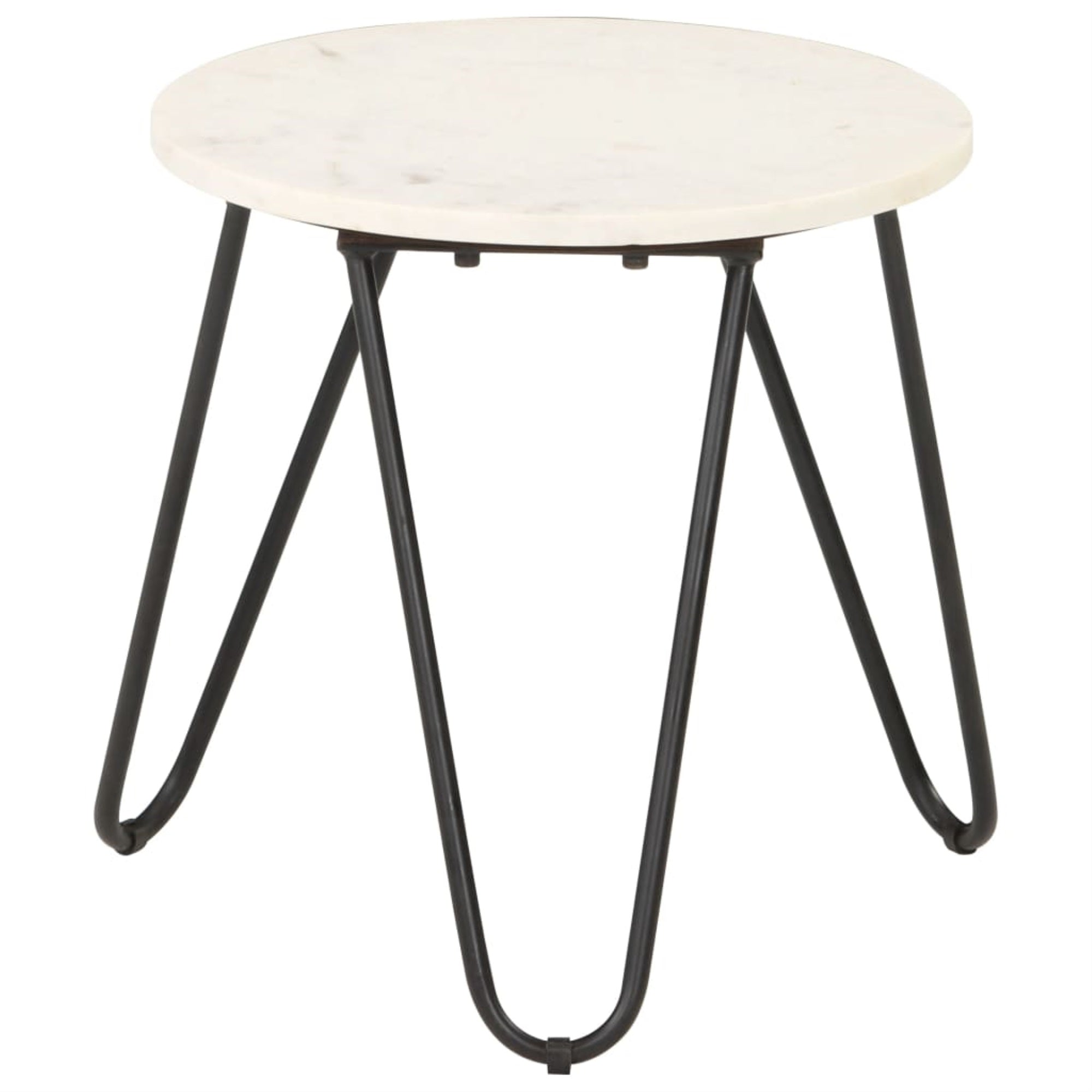 Vidaxl Coffee Table White 15.7'X15.7'X15.7' Real Stone With Marble Texture