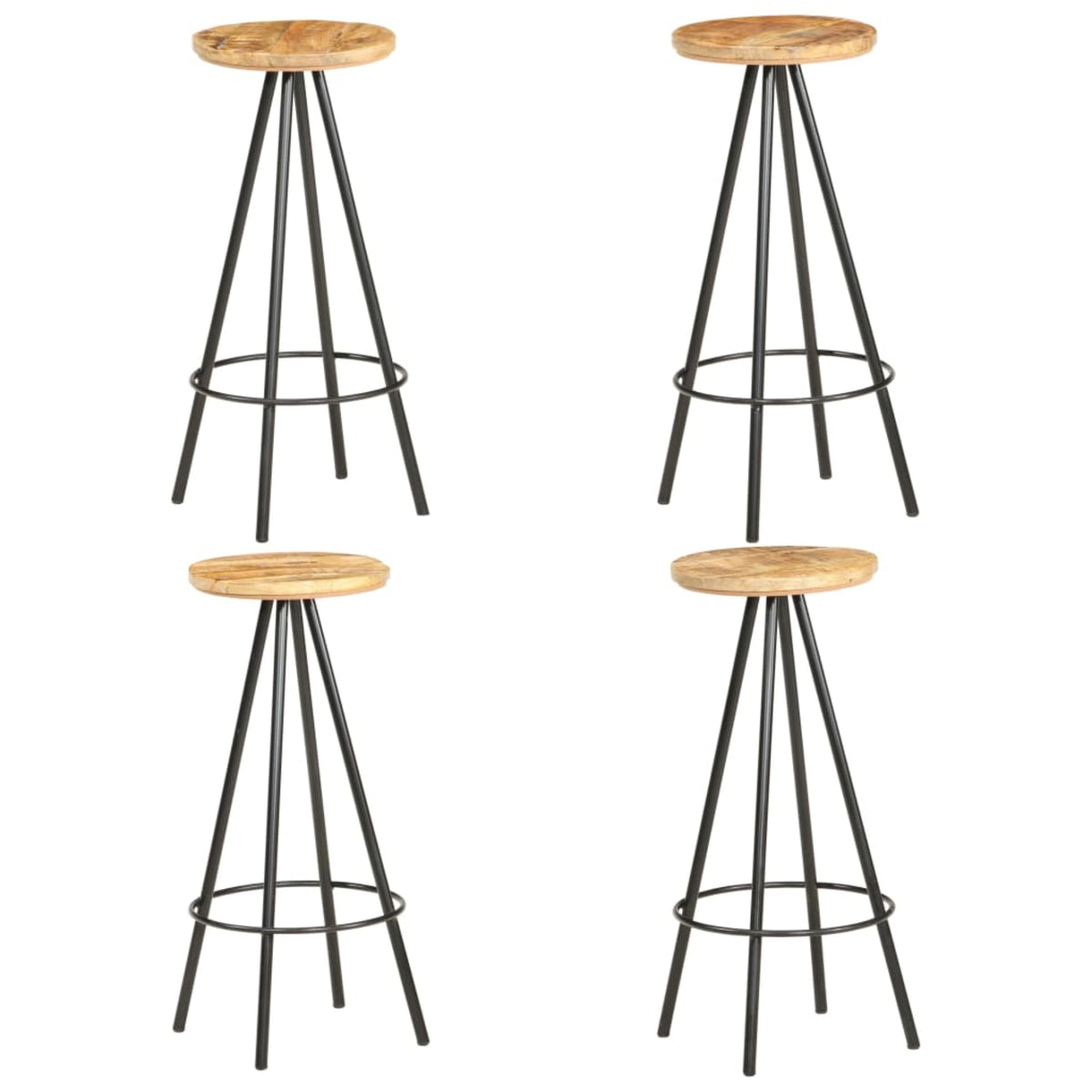 Vidaxl Bar Stools 4 Pcs Rough Mango Wood