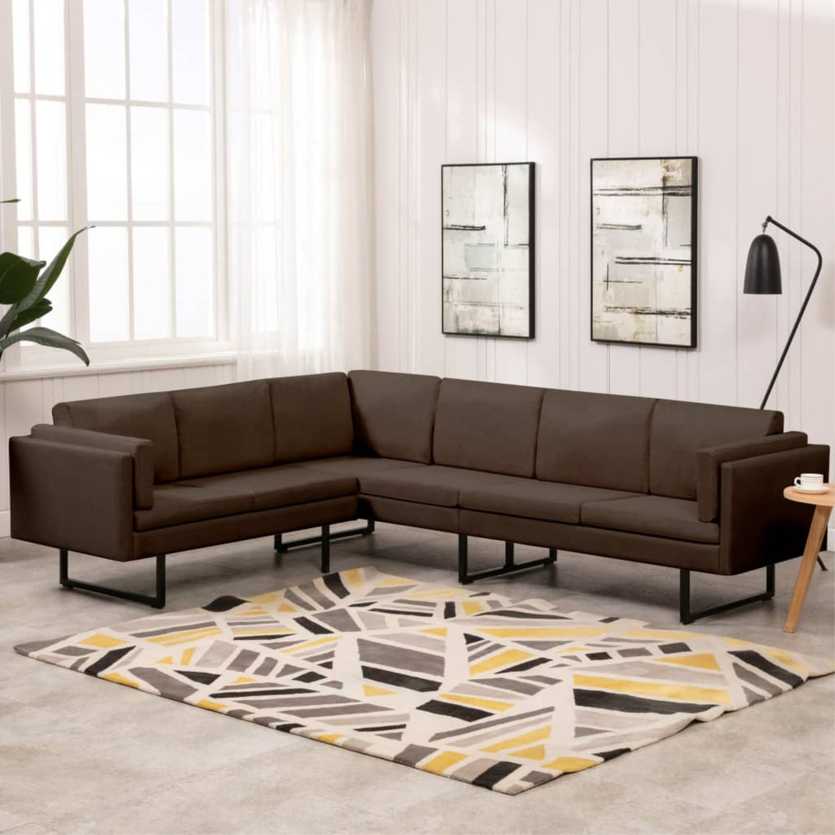 Vidaxl Corner Sofa Brown Fabric