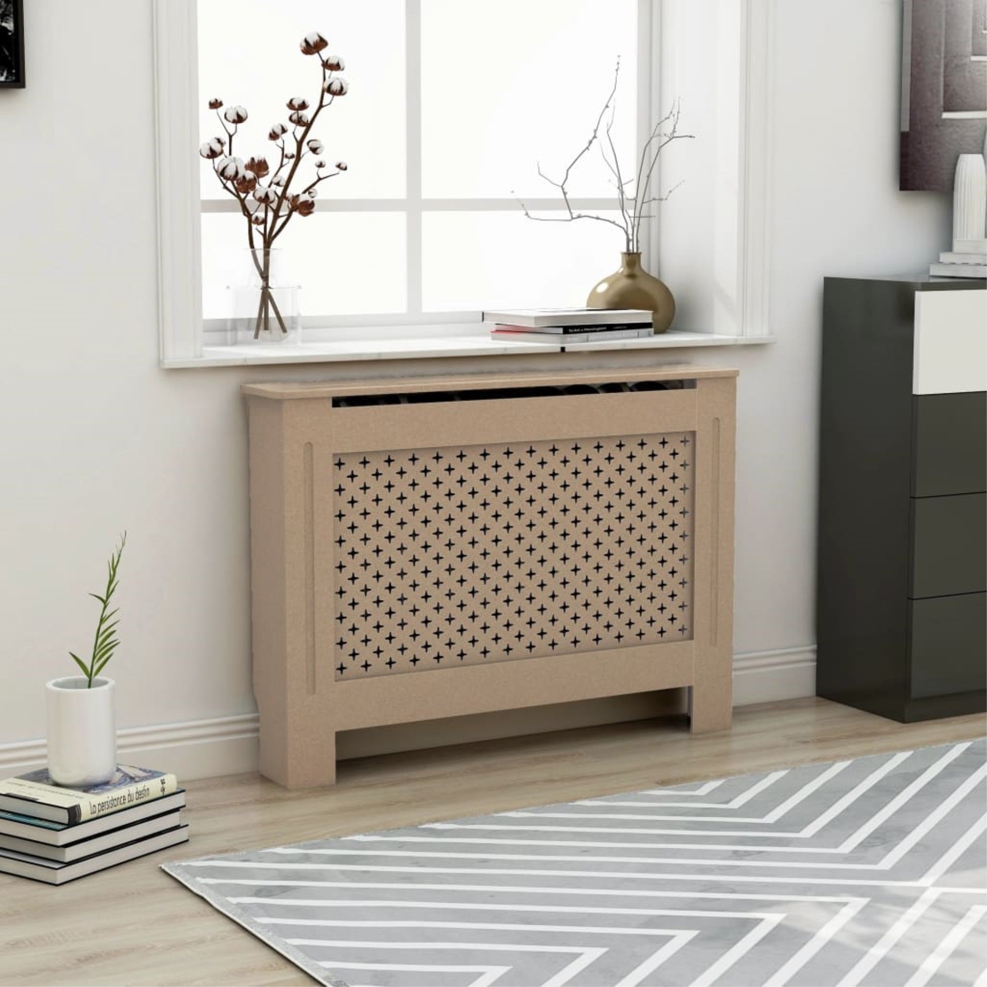 Stylish Radiator Cover - 44.1X17.5X31.9 - Additional Shelf Space - High-Quality Mdf - Water-Based Lacquer Finish - Easy Assembly - Enhance Your Living Space
