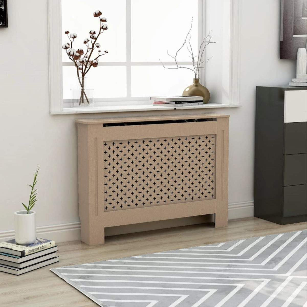 Stylish Radiator Cover - 44.1X17.5X31.9 - Additional Shelf Space - High-Quality Mdf - Water-Based Lacquer Finish - Easy Assembly - Enhance Your Living Space