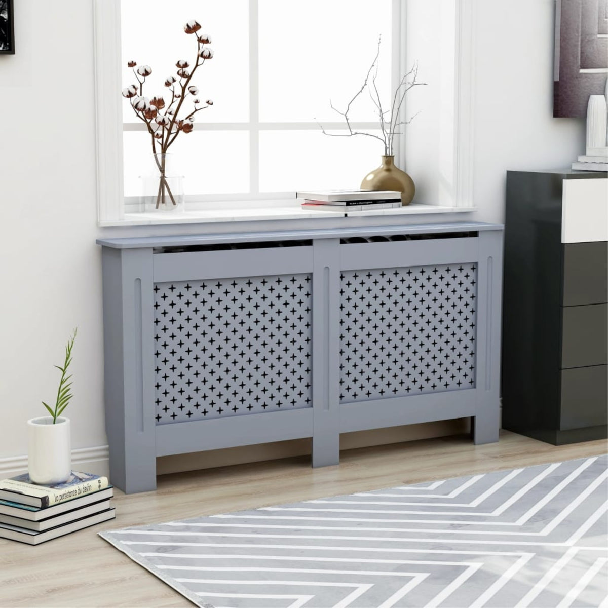 Vidaxl Radiator Cover Anthracite 59.8'X17.5'X31.9' Mdf