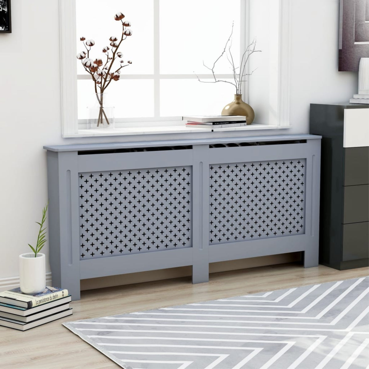 Vidaxl Radiator Cover Anthracite 67.7'X17.5'X31.9' Mdf