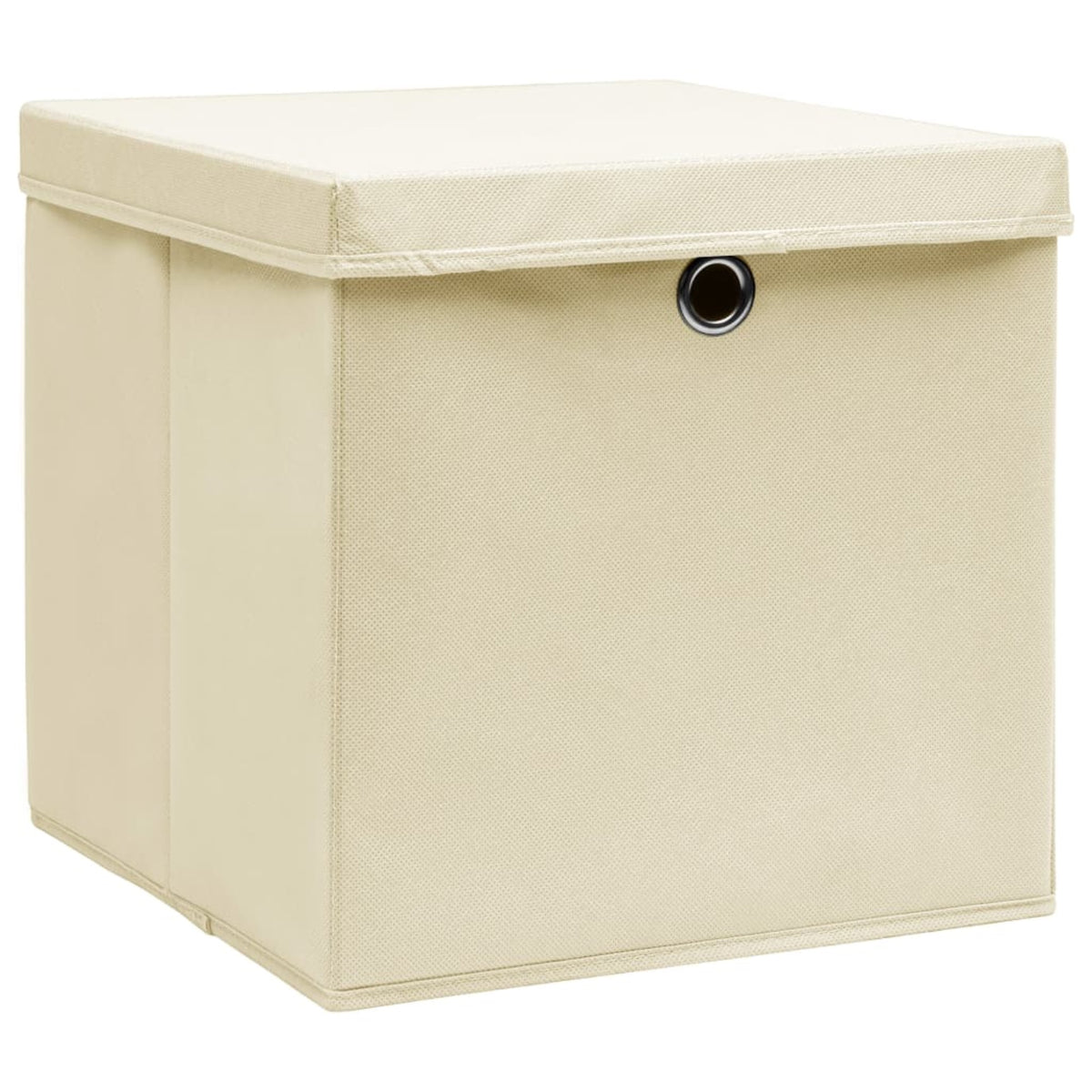 Vidaxl Storage Boxes With Lid 4 Pcs Cream 12.6'X12.6'X12.6' Fabric