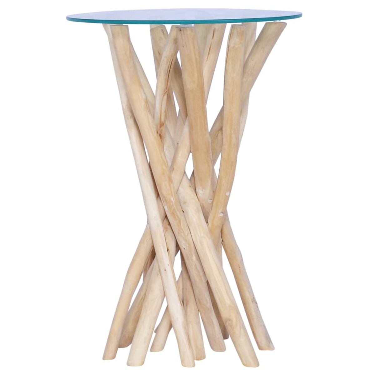 Vidaxl Coffee Table With Glass Top 13.8'X13.8'X19.7' Solid Teak Wood
