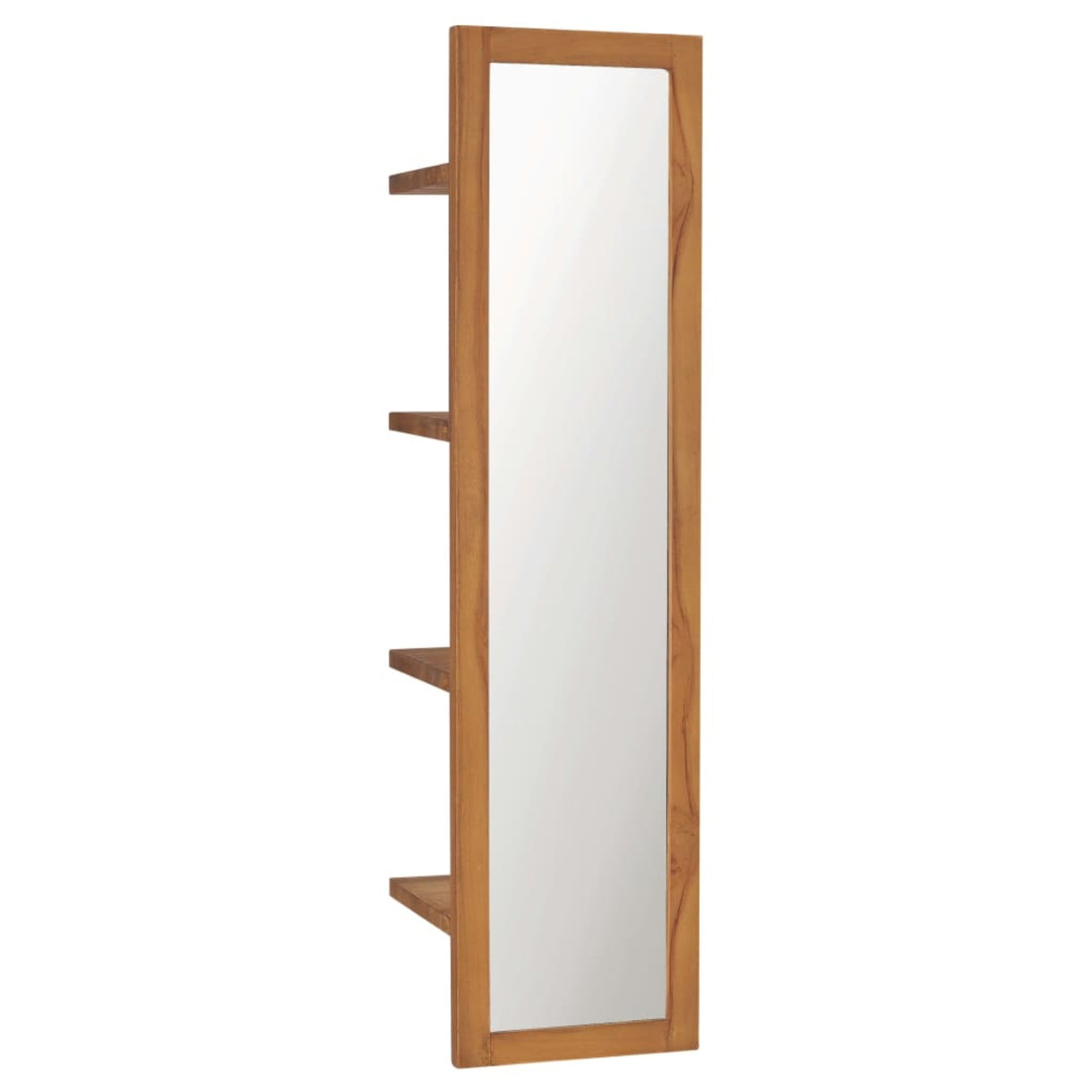 Vidaxl Wall Mirror With Shelves 11.8'X11.8'X47.2' Solid Teak Wood