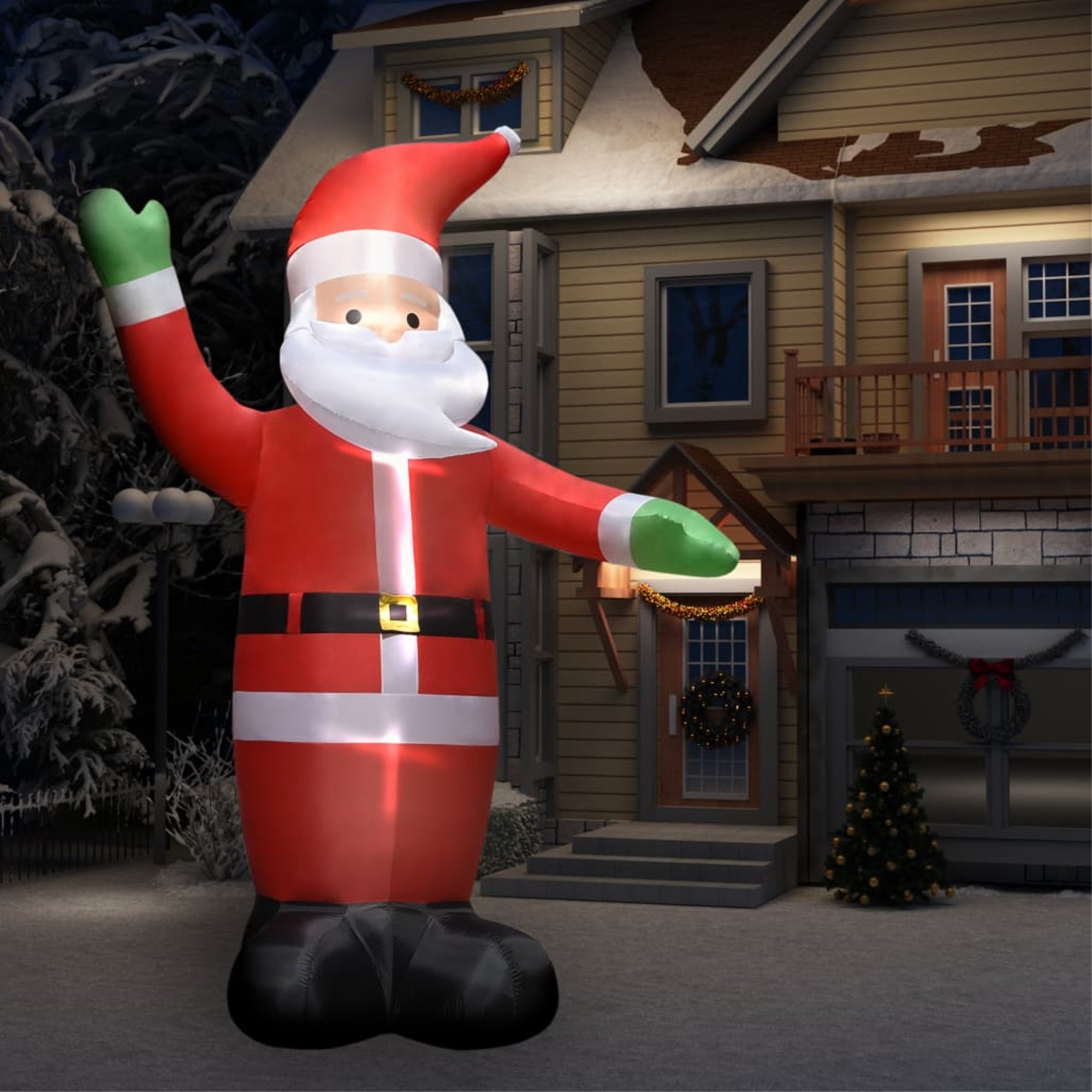 Vidaxl Inflatable Santa Claus With Leds Christmas Decoration Ip44 14.8'