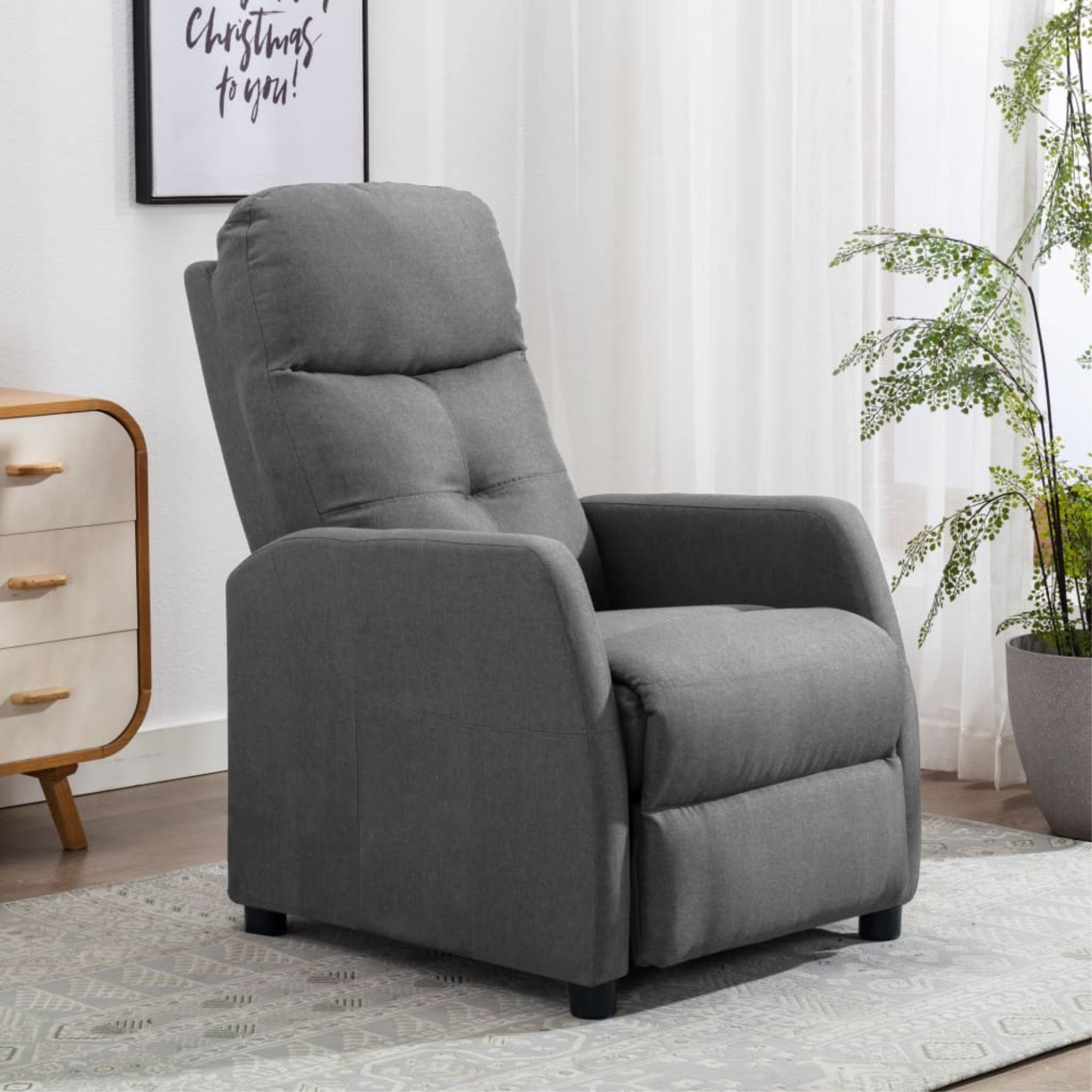 Vidaxl Recliner Light Gray Fabric