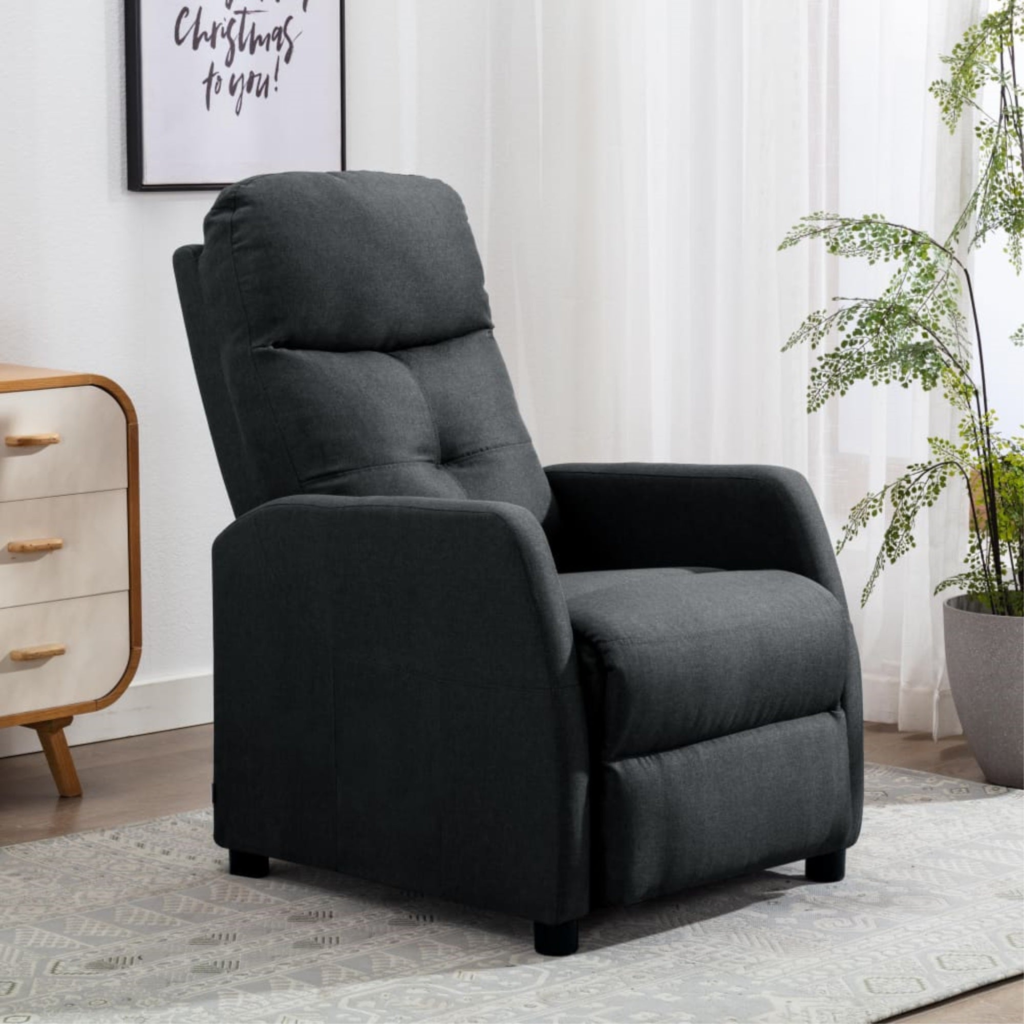 Vidaxl Recliner Dark Gray Fabric