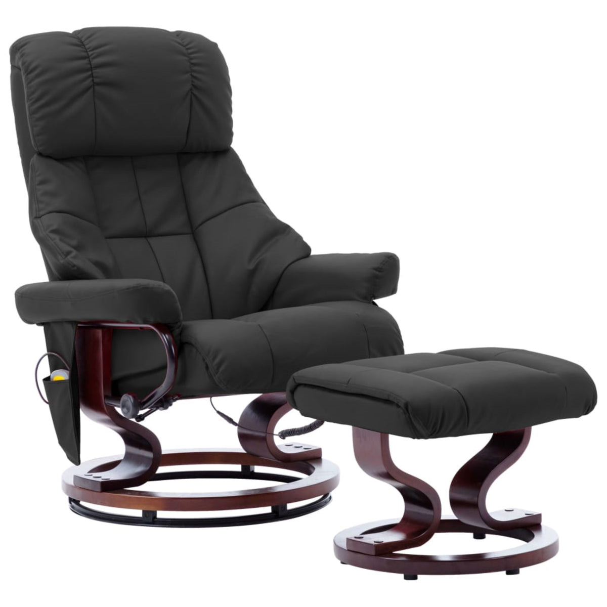Vidaxl Massage Reclining Chair Gray Faux Leather And Bentwood