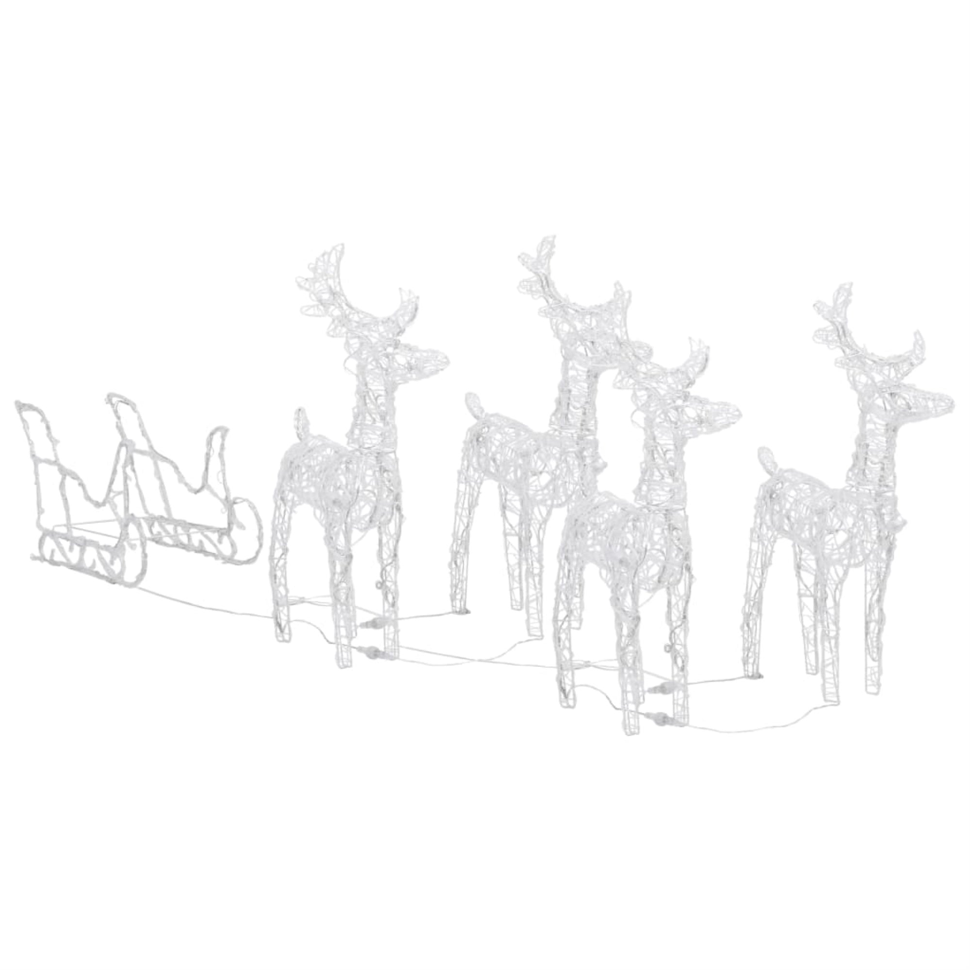 Vidaxl Reindeers & Sleigh Christmas Decoration 110.2'X11'X21.7' Acrylic