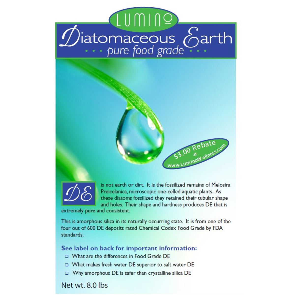 Pure Food Grade Diatomaceous Earth 8 Lbs