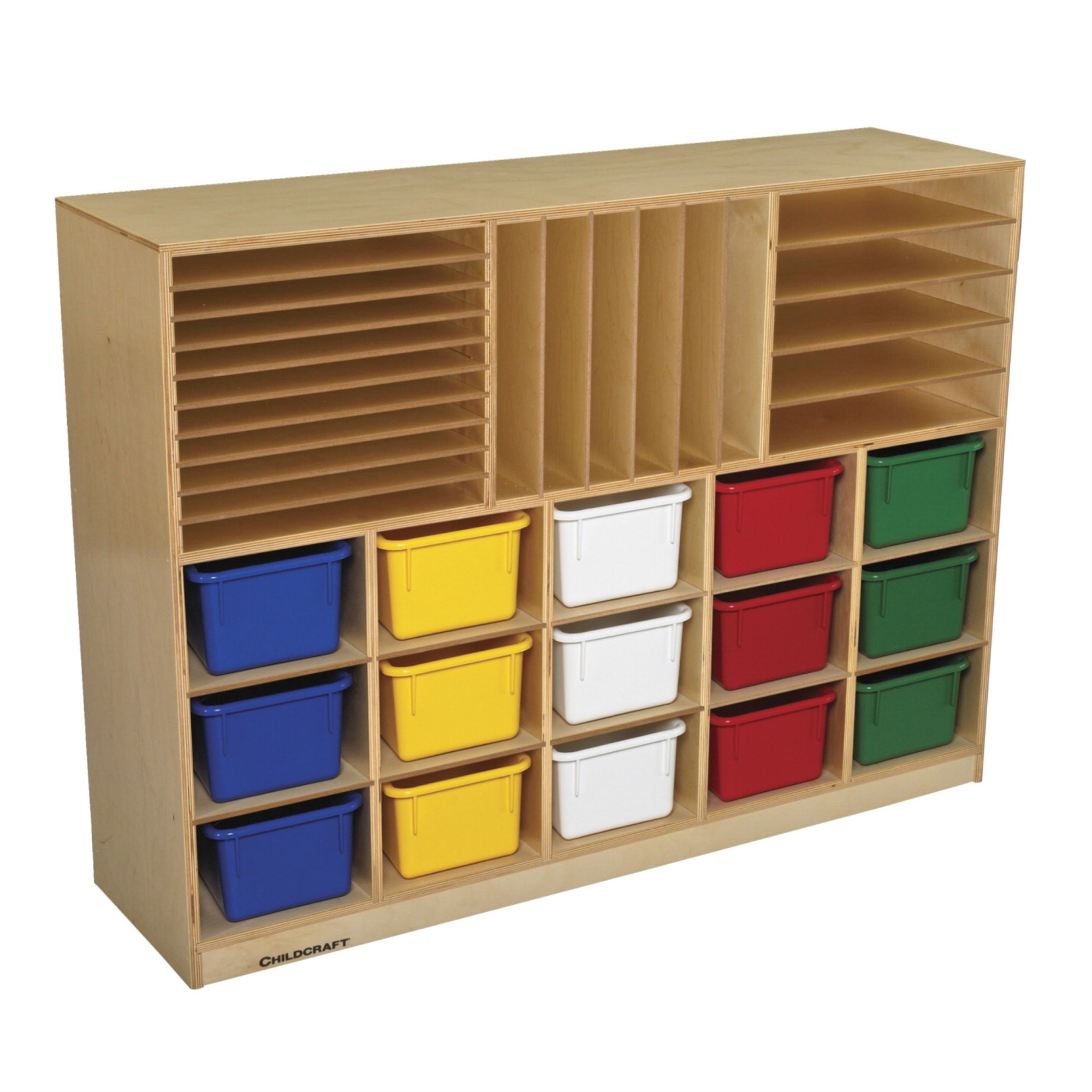 Childcraft Mobile Small Tray Portfolio Center, 15 Assorted Color Trays, 47-3/4 X 13 X 36 Inches
