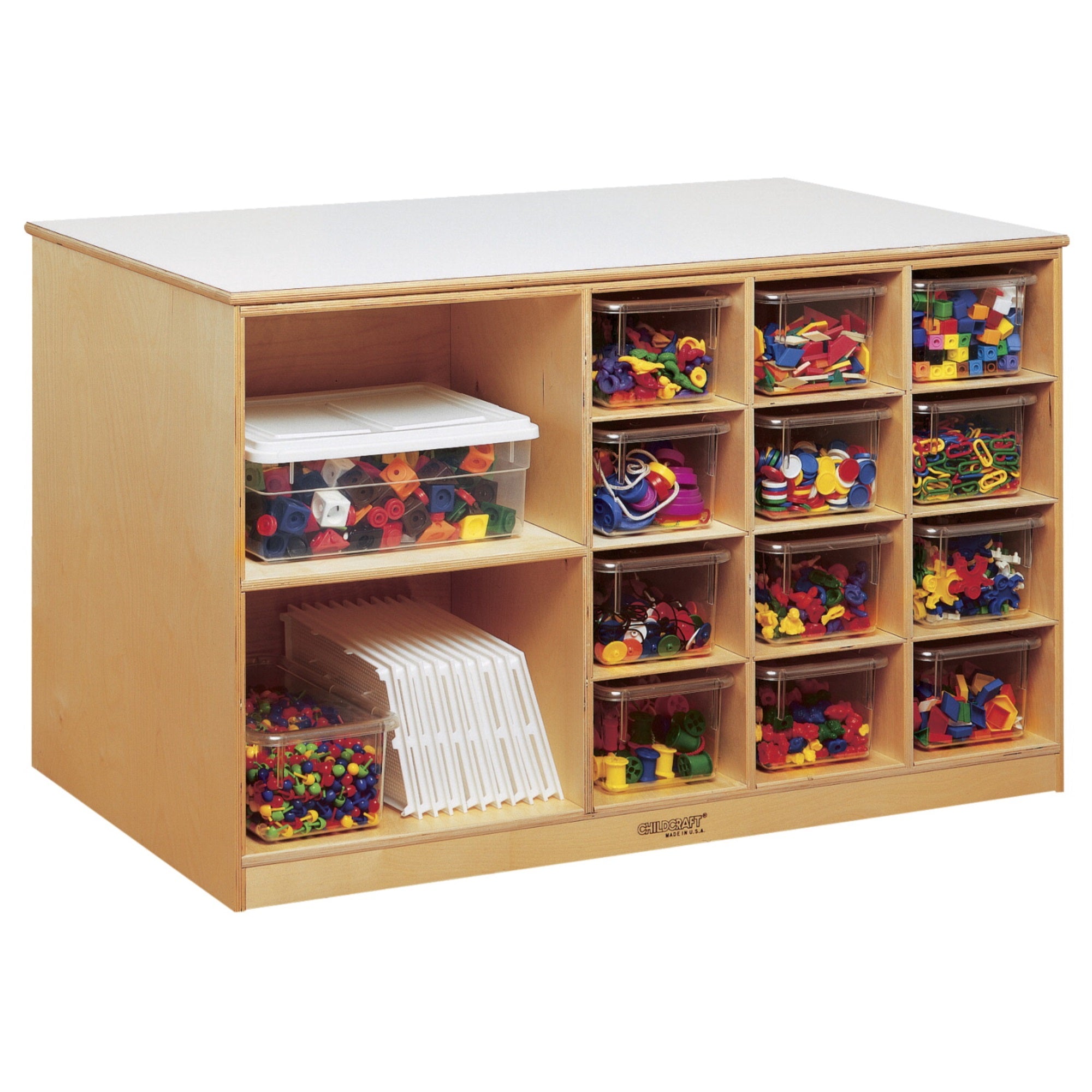 Childcraft Mobile Double-Sided Storage Unit, 12 Assorted Color Trays, 47-3/4 X 23-3/4 X 30 Inches