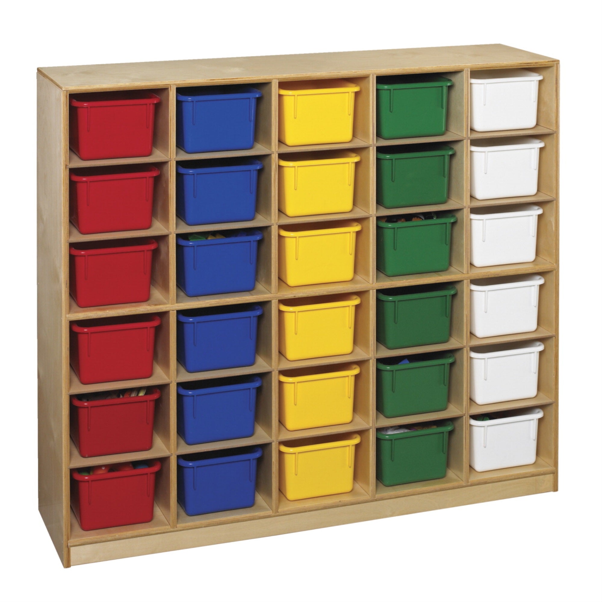 Childcraft Mobile Cubby Unit, 30 Assorted Color Trays, 47-3/4 X 13 X 42 Inches
