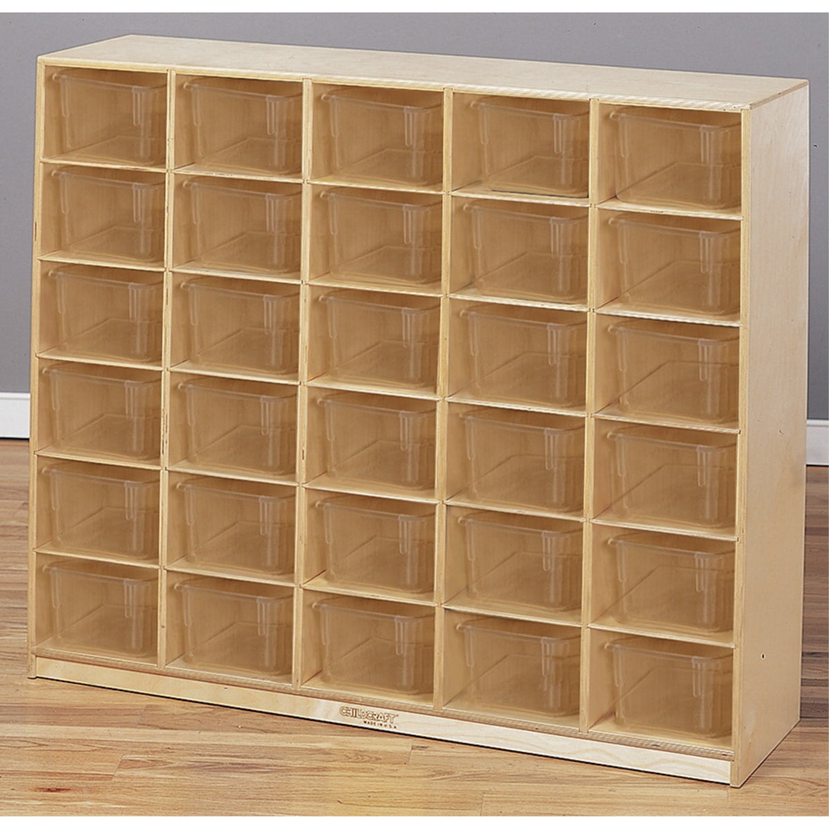 Childcraft Mobile Cubby Unit, 30 Clear Trays, 47-3/4 X 13 X 42 Inches