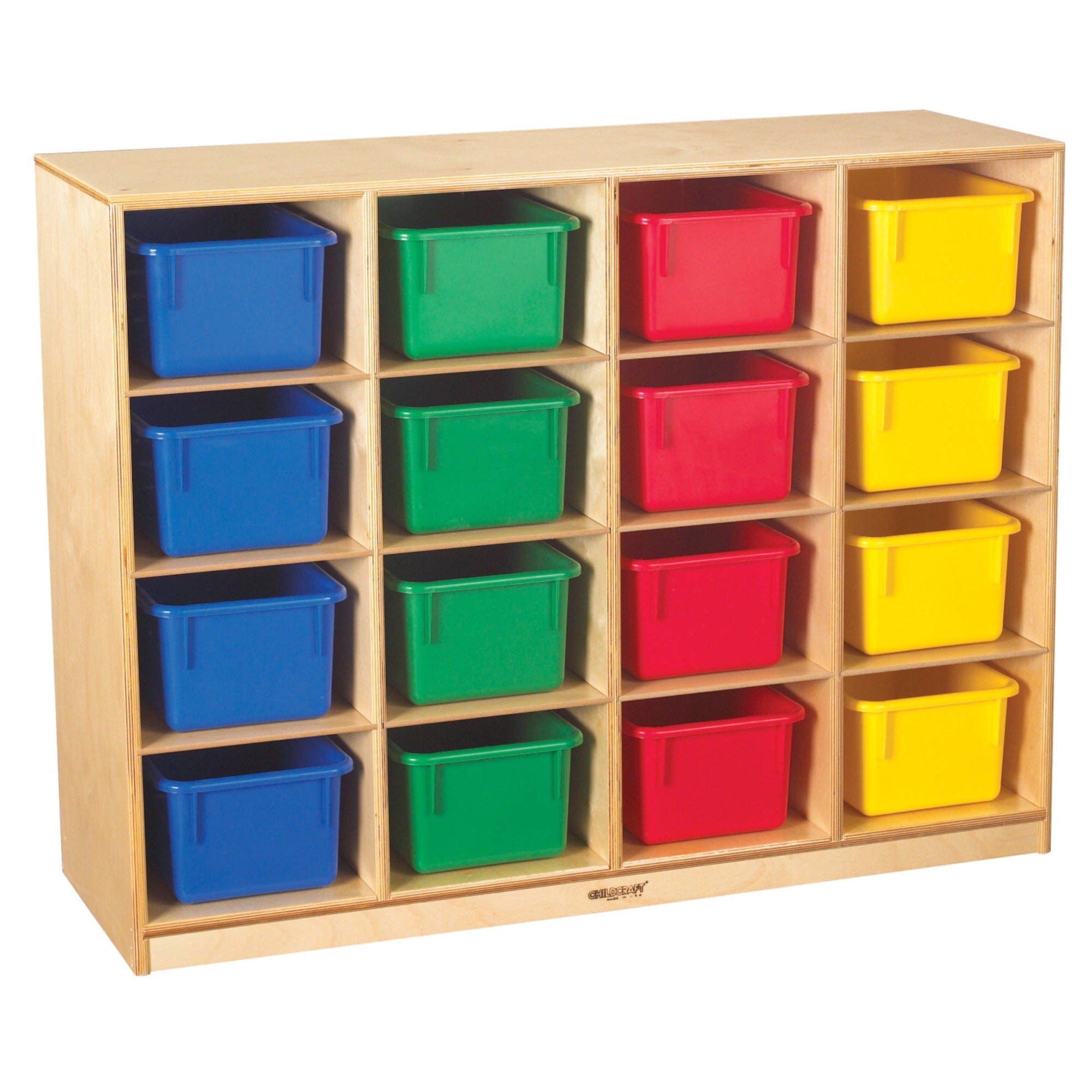 Childcraft Cubby Unit, 16 Assorted Color Trays, 38-3/8 X 13 X 30 Inches