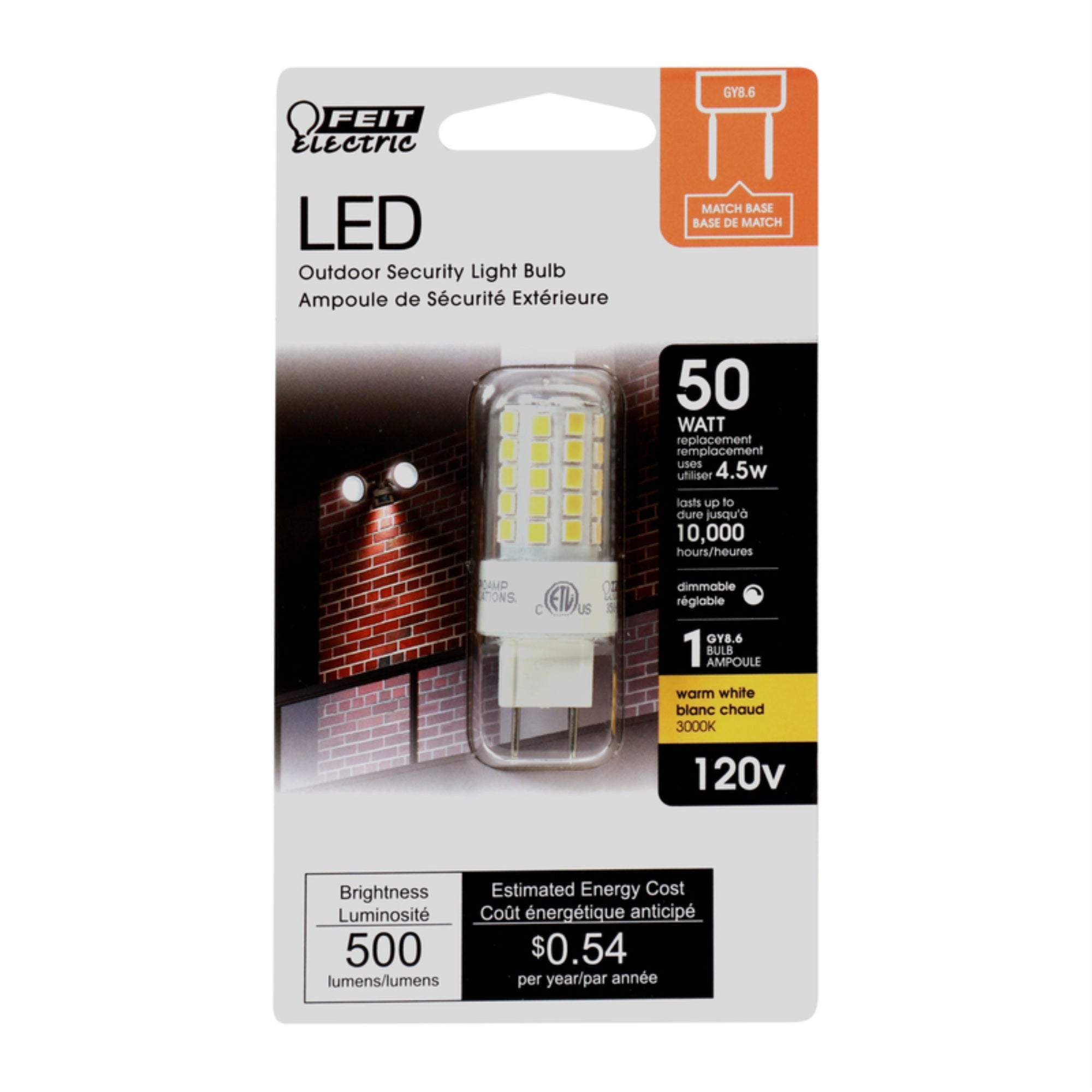 Led Gy8.6 Dim4.5W500L Ww (Pack Of 1)