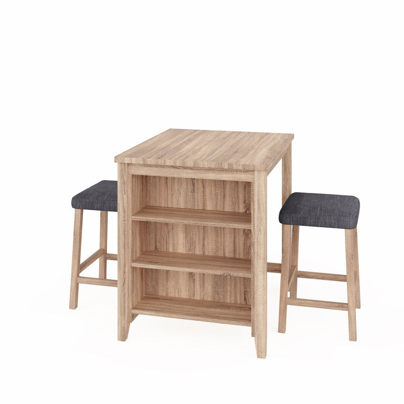 Dawson 36″W Oak Finish 3-PC Counter Height Table Set