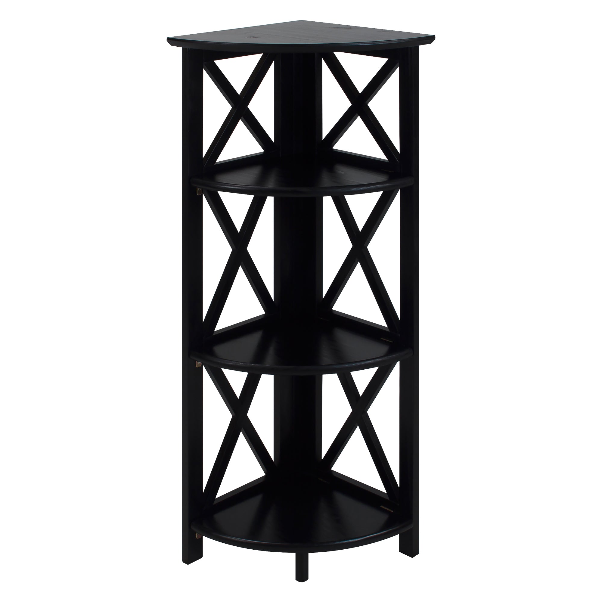 Montego 4-Shelf Corner Folding Bookcase-Black