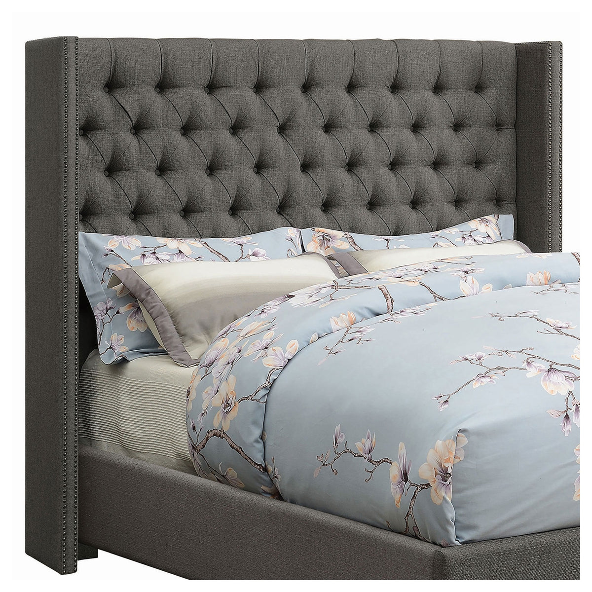 Bancroft Demi-Wing Upholstered Eastern King Headboard Grey