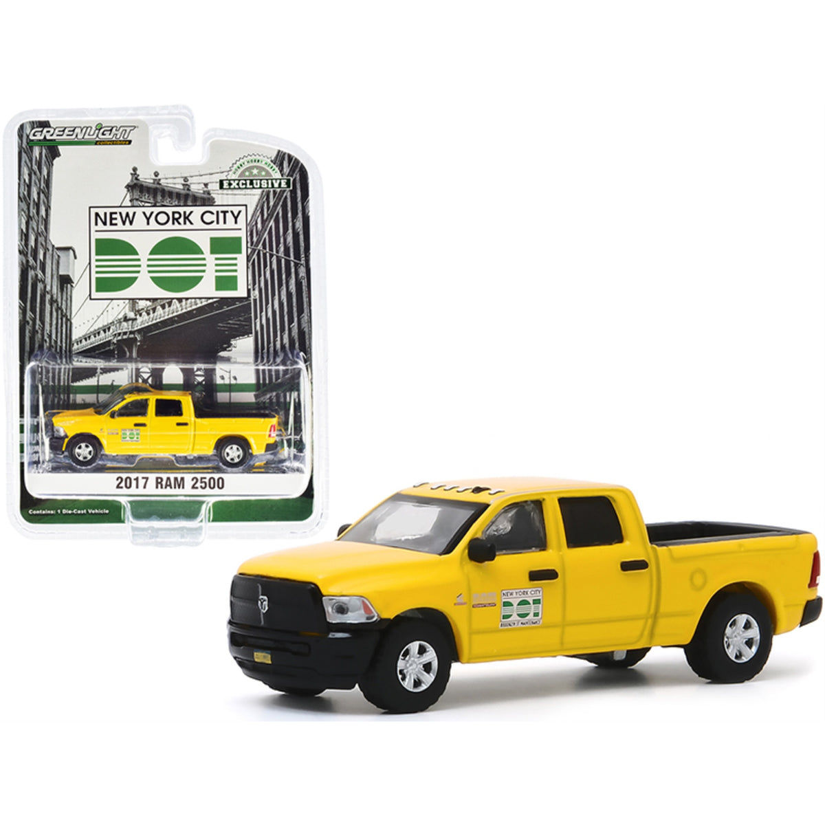 2017 Ram 2500 Pickup Truck Yellow New York City Dot - Brooklyn Street Maintenance Hobby Exclusive 1/64 Diecast Model Car