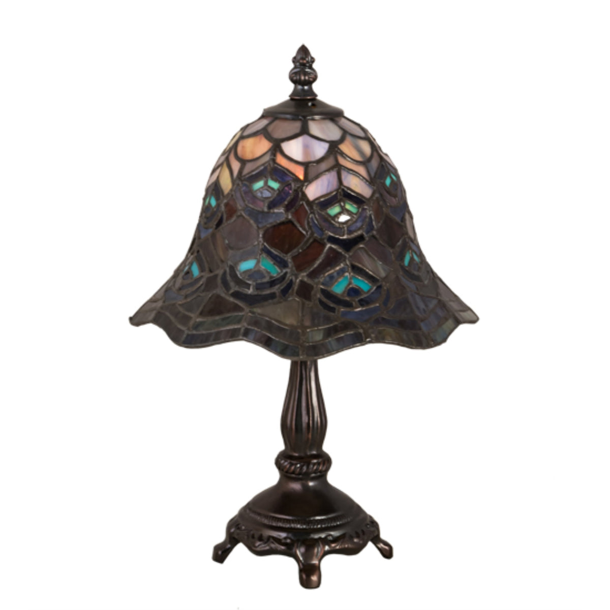 13.5'H Tiffany Peacock Feather Mini Lamp