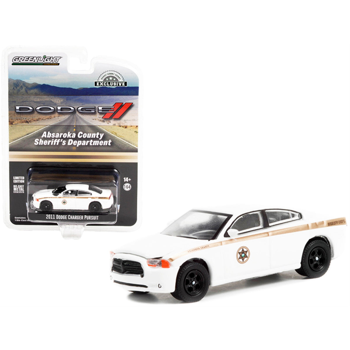 2011 Dodge Charger Pursuit White 'Absaroka County Sheriff'S Department' 'Hobby Exclusive' 1/64 Diecast Model Car By Greenlight