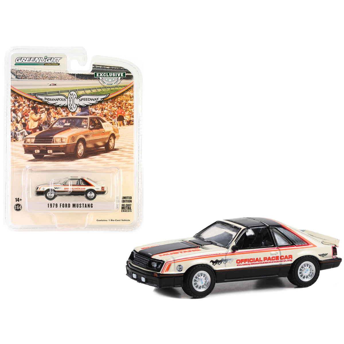 1979 Ford Mustang Official Pace Car '63Rd Annual Indianapolis 500 Mile Race' 'Hobby Exclusive' Series 1/64 Diecast Model Car By Greenlight