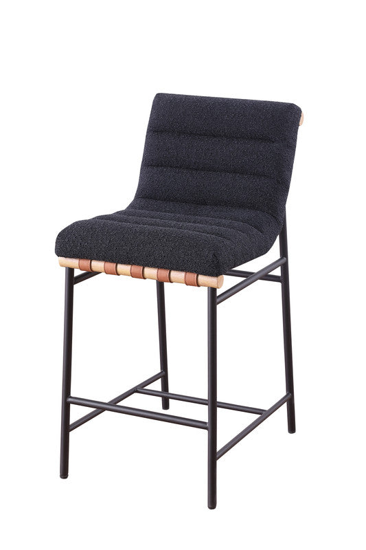Lahni 17.75″W Black Boucle Fabric Counter Height Chair