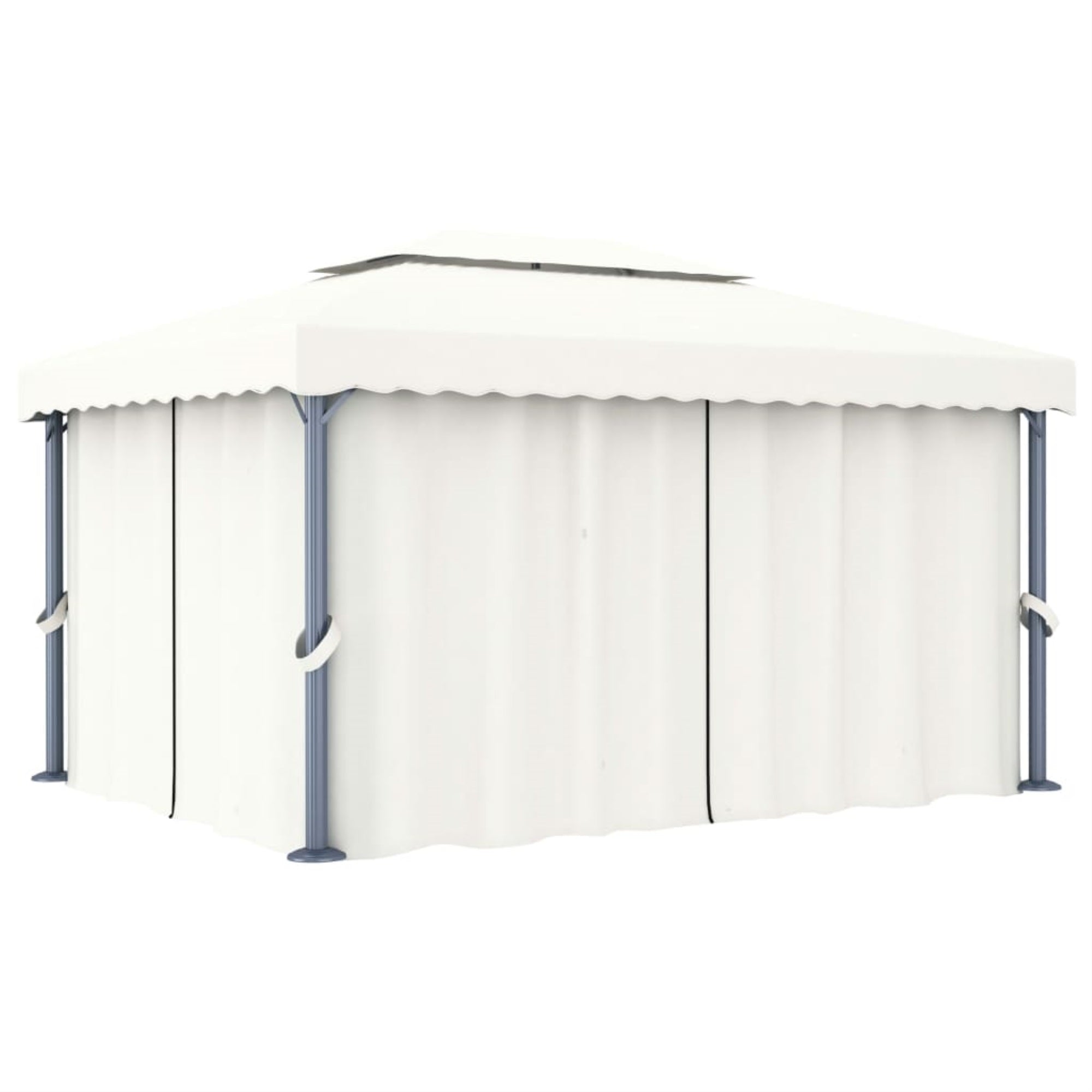 Vidaxl Gazebo With Curtain 13.1'X9.8' Cream White Aluminum