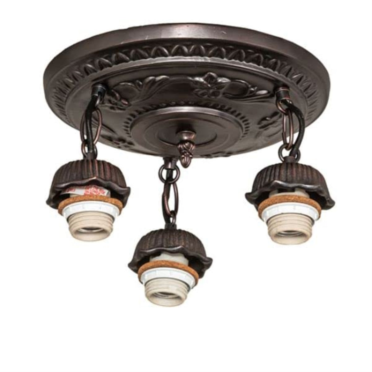 11' Wide Mahogany Bronze 3 Light Semi-Flushmount Hardware