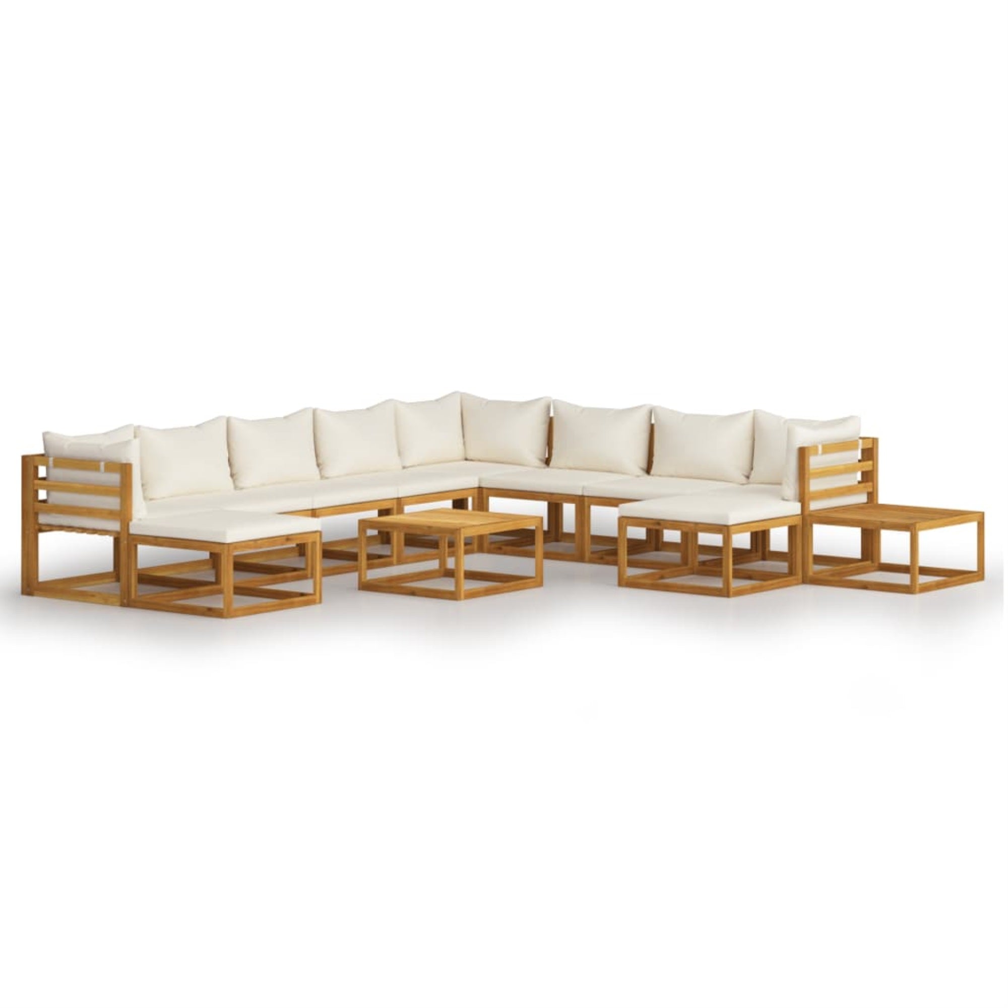 Vidaxl 12 Piece Garden Lounge Set With Cushion Cream Solid Acacia Wood