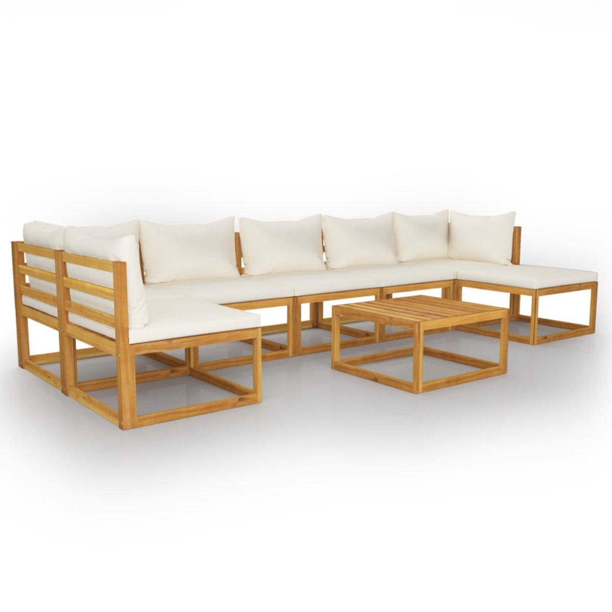 Vidaxl 8 Piece Garden Lounge Set With Cushion Cream Solid Acacia Wood