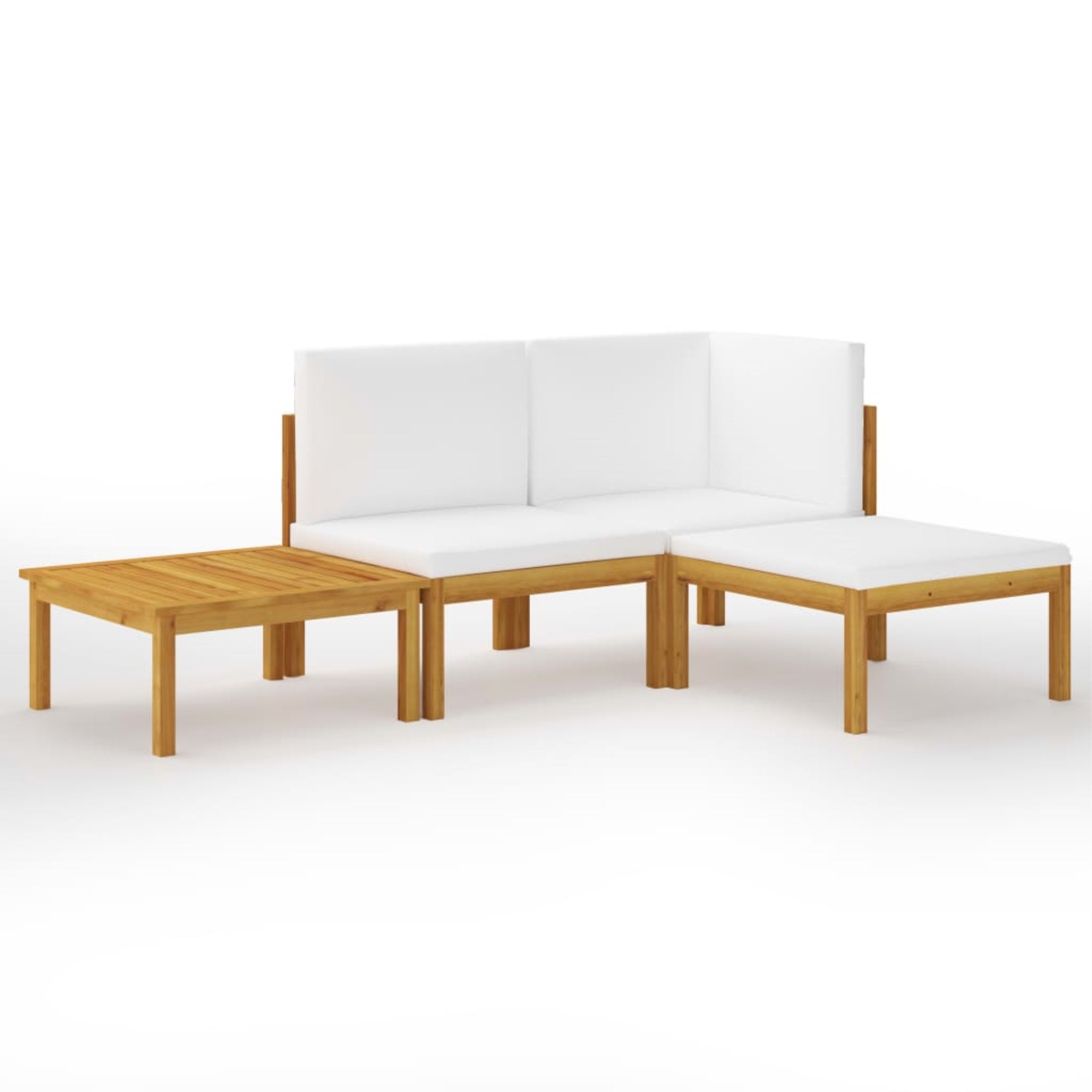 Vidaxl 4 Piece Patio Lounge Set With Cushions Cream Solid Acacia Wood